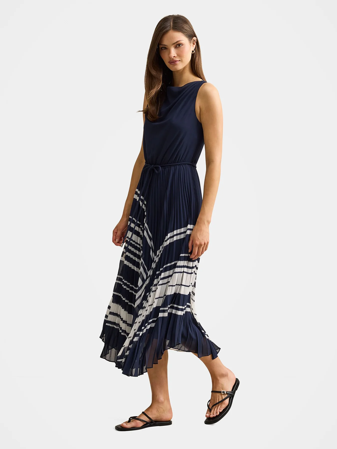 Addie Pleated Midi Dress Blue - Image 3