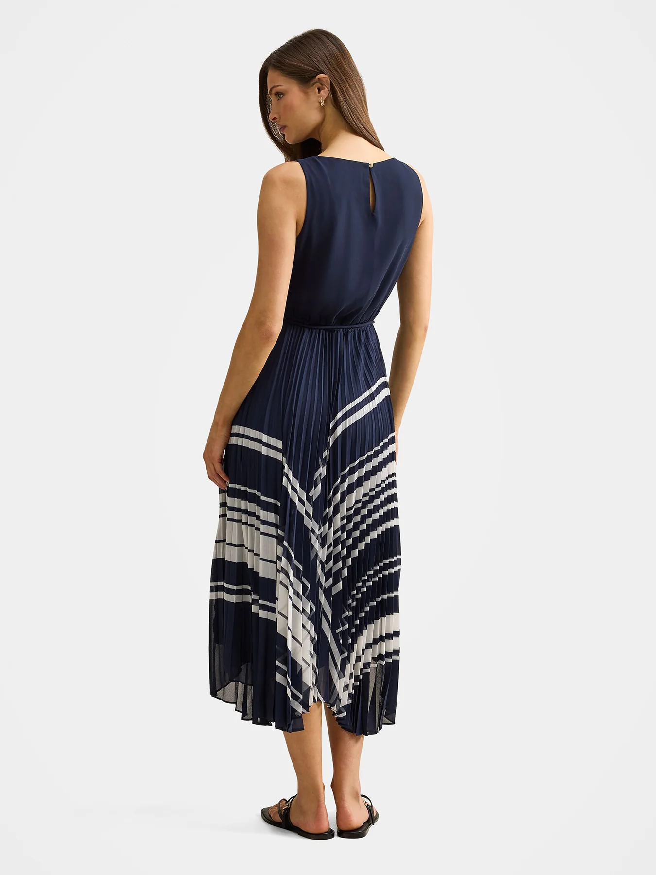 Addie Pleated Midi Dress Blue - Image 5