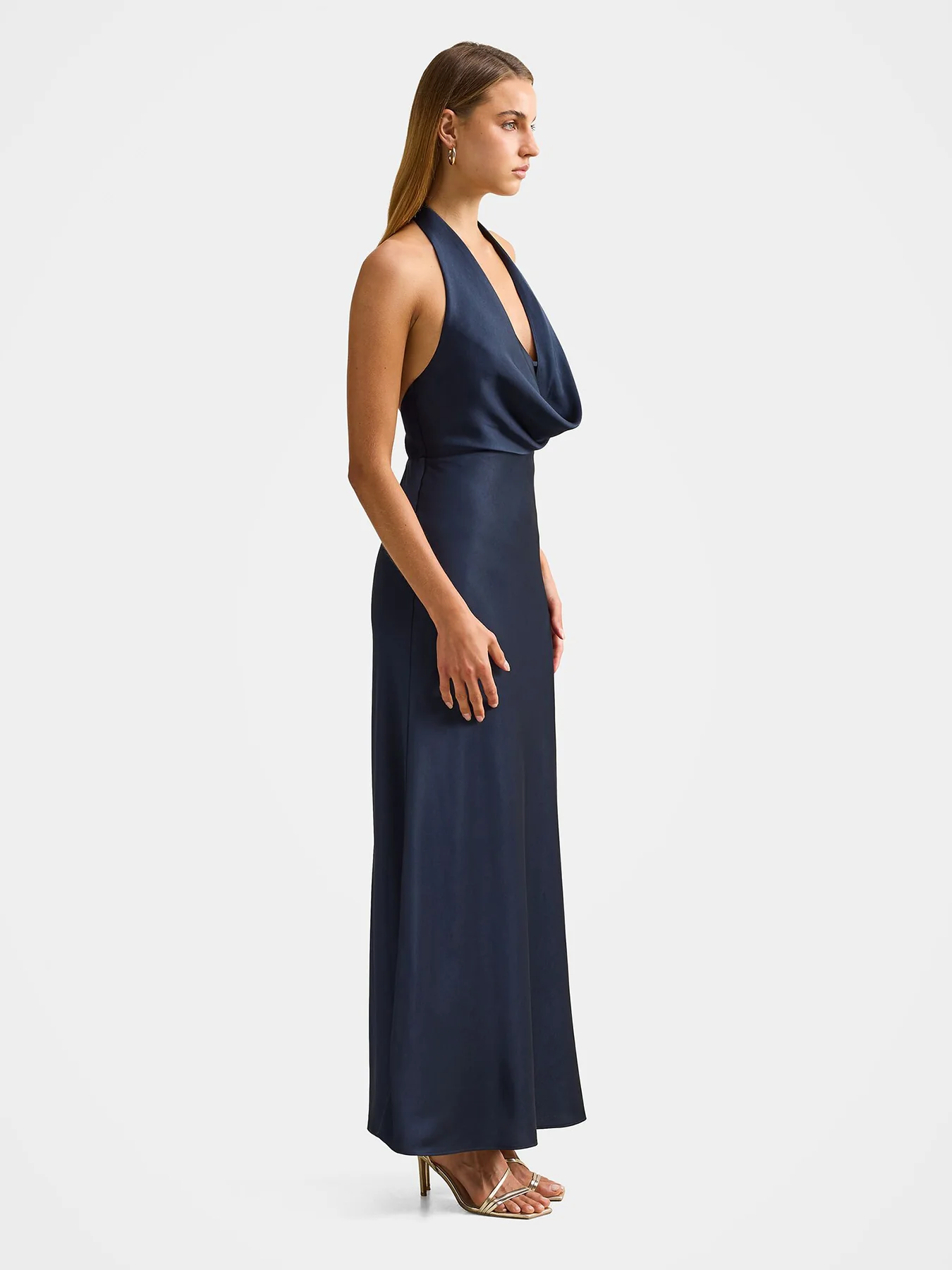 Becca Satin Halter Neck Gown Blue - Image 4