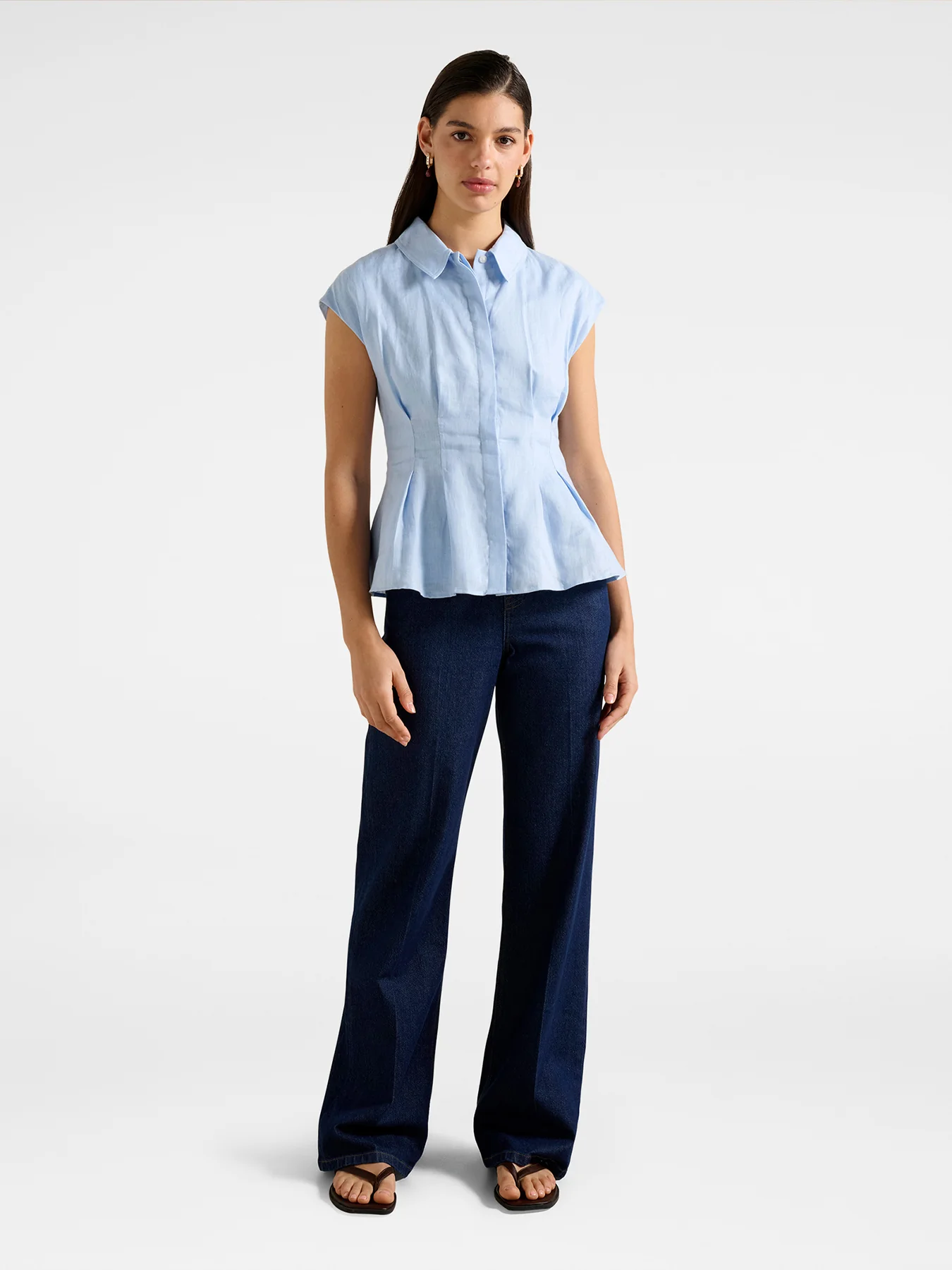 Carina Pleated Shirt Blue - Image 2