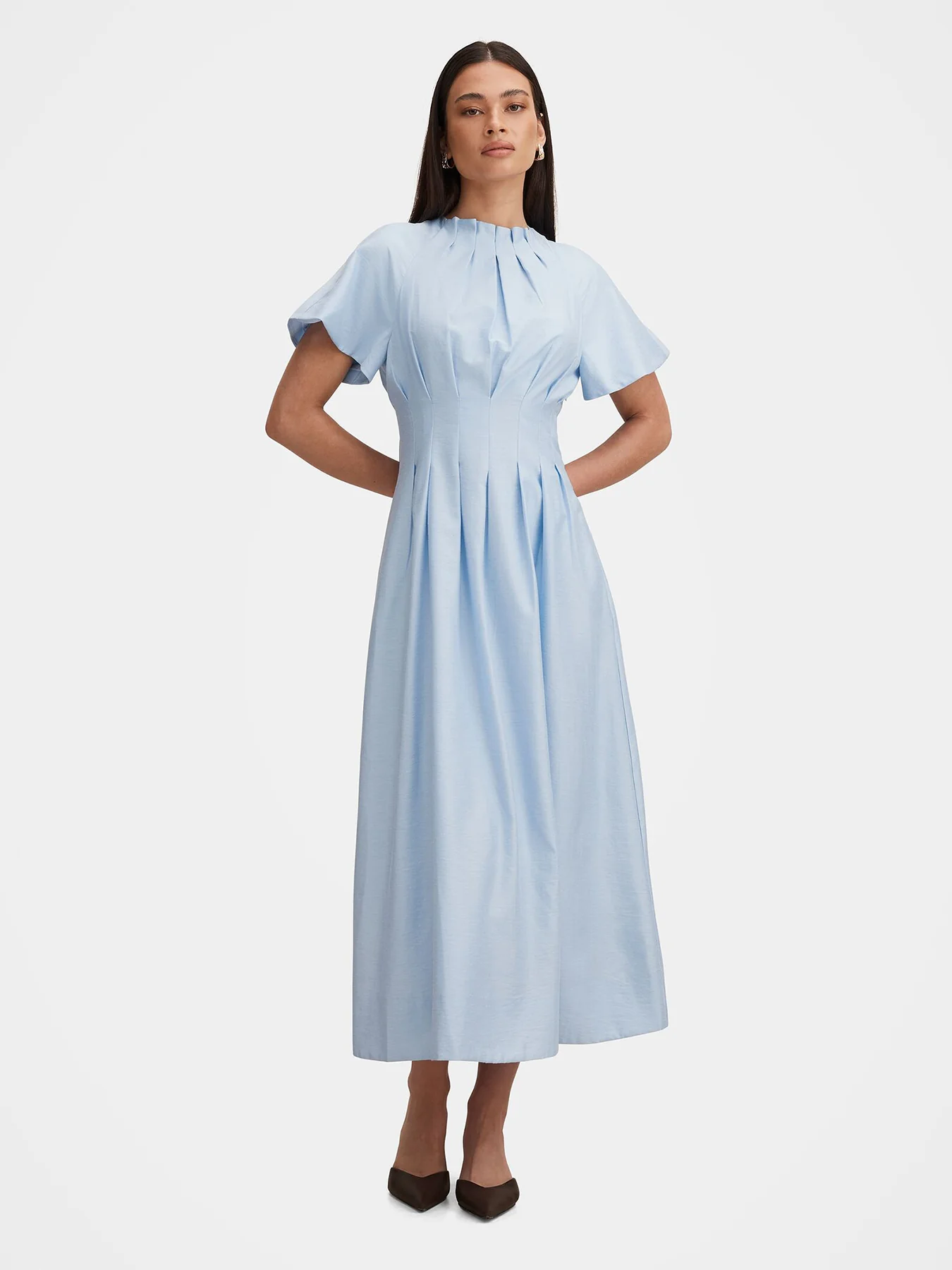 Everly Seam Detail Midi Dress Blue - Image 2