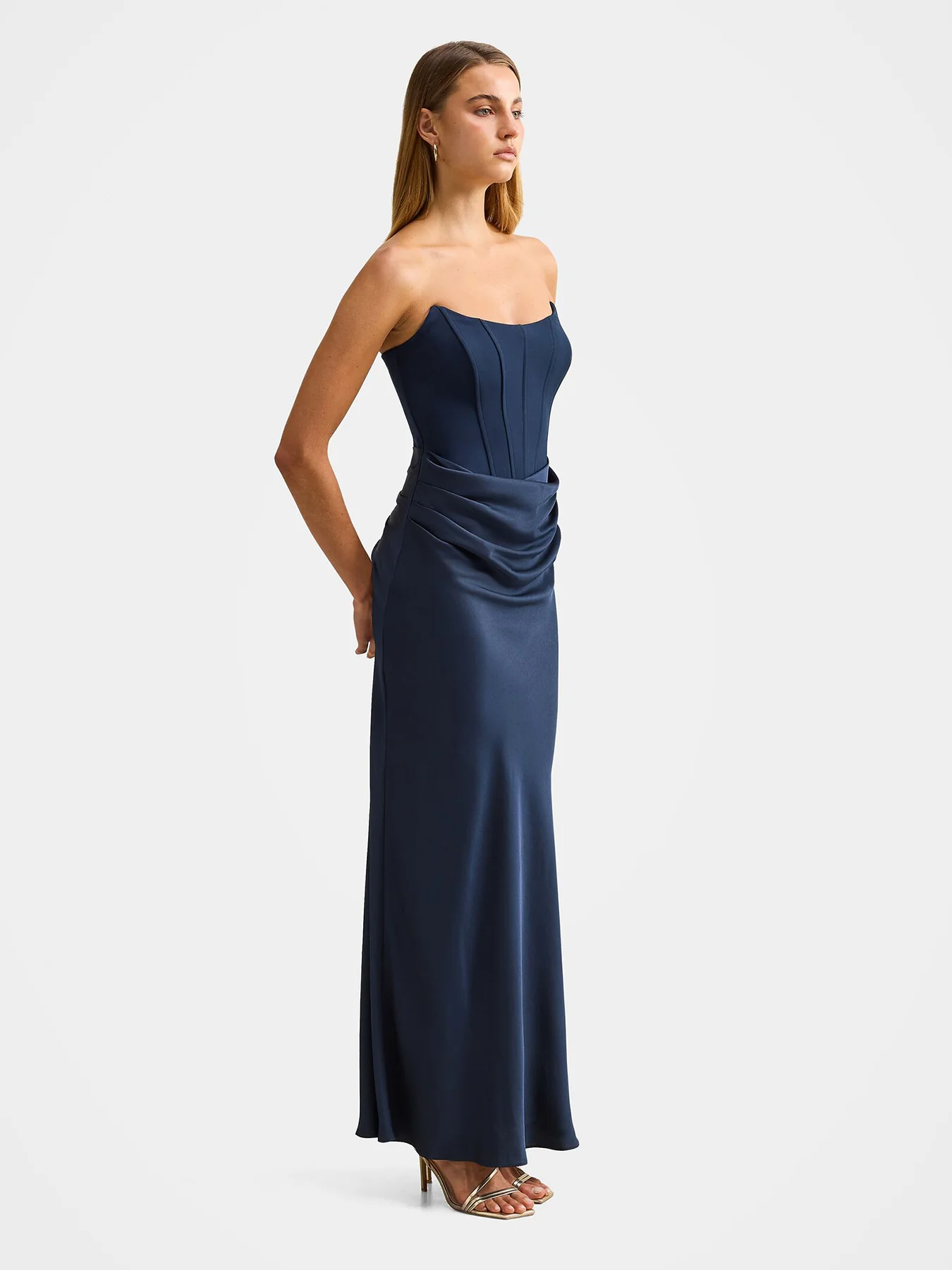 Isra Strapless Maxi Dress Blue - Image 4