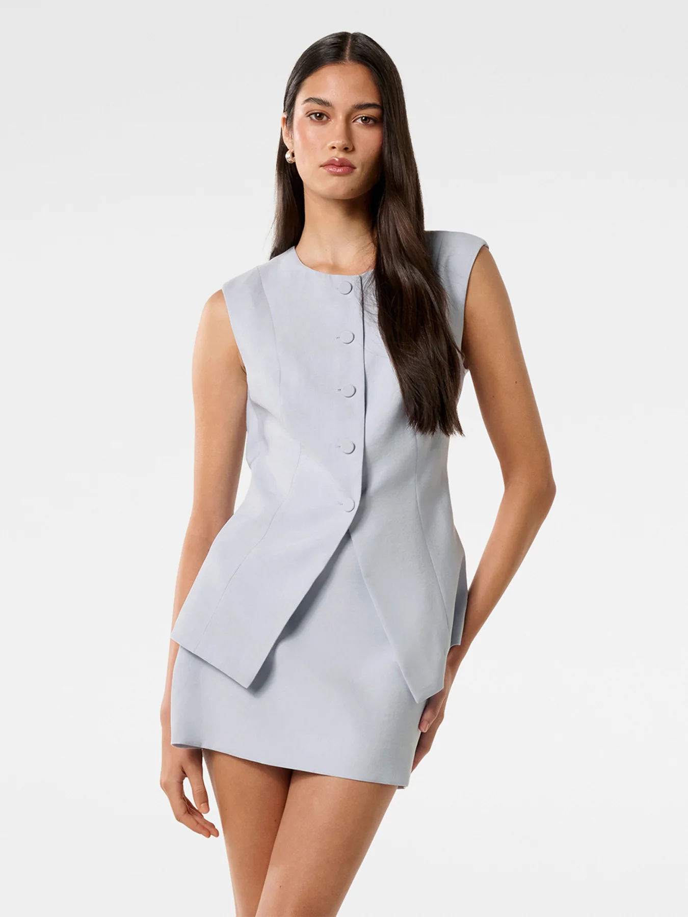Kimberly Shoulder Waistcoat Top Blue - Image 4