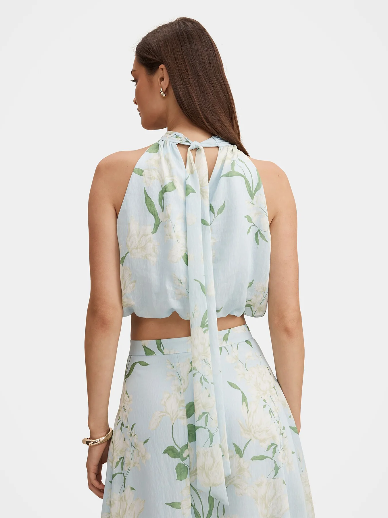 Maisie Halter Neck Tie Top Blue - Image 5