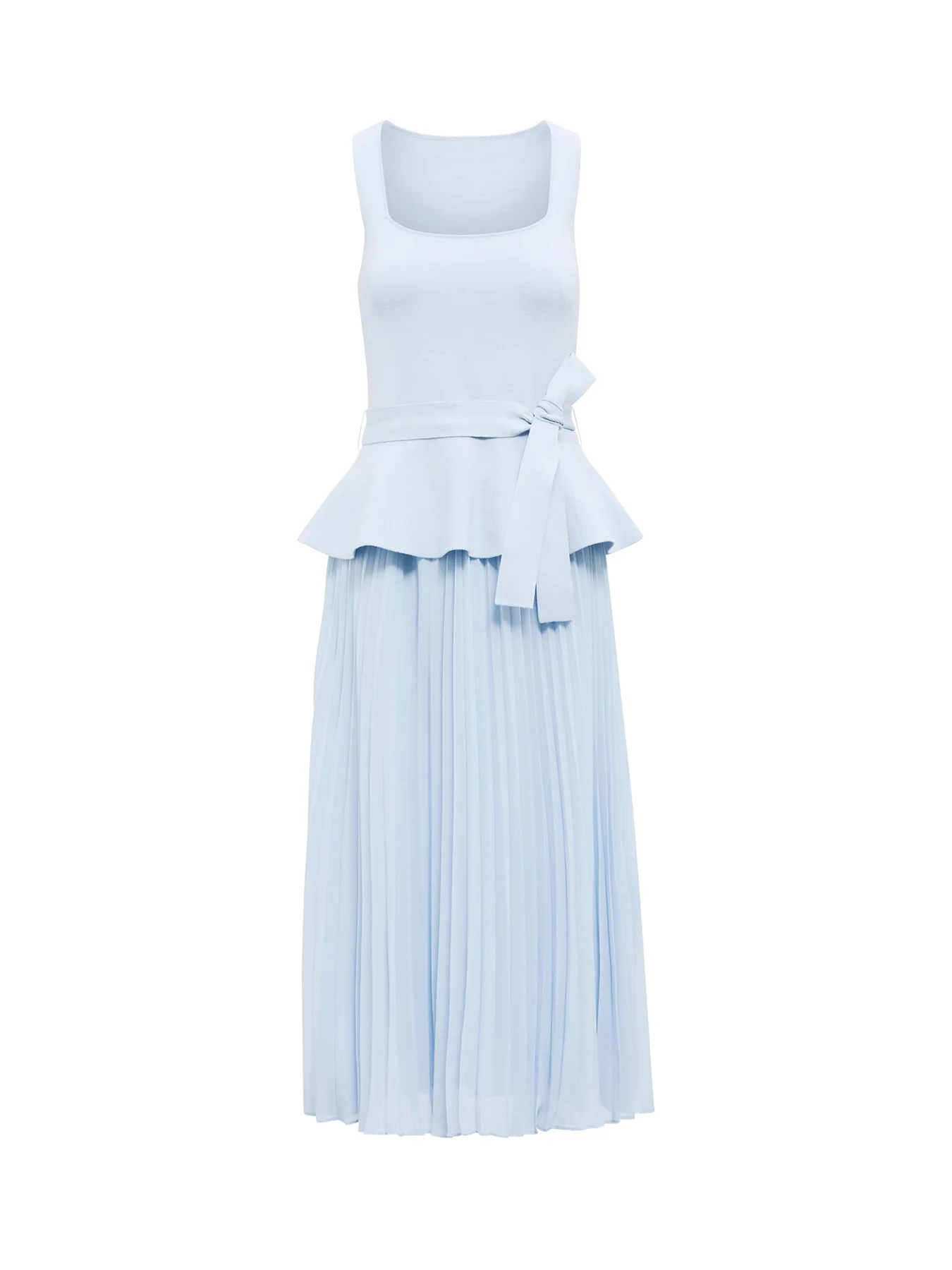 Peony Pleated Midi Dress Blue