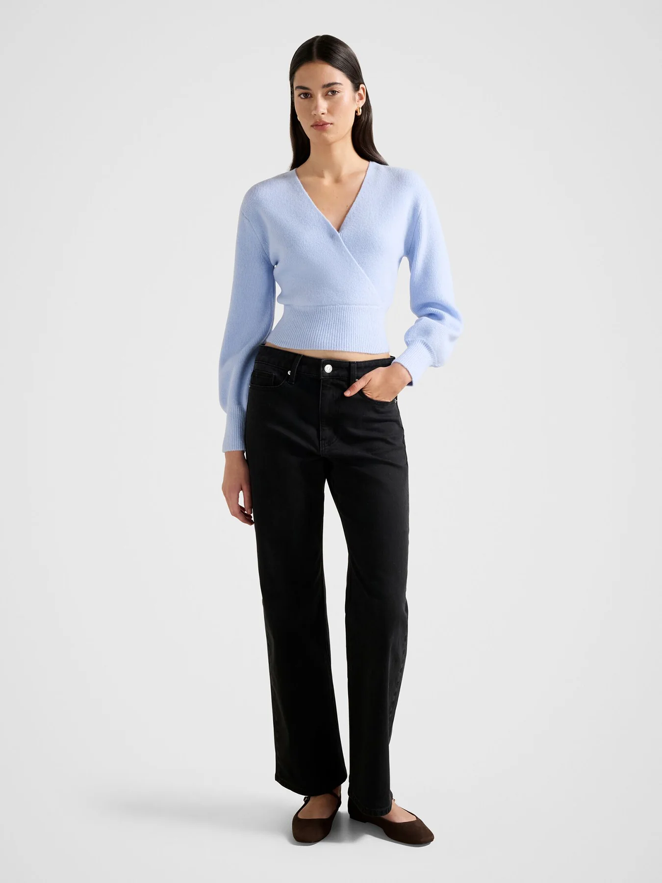 Sloane Wrap Knitted Sweater Blue - Image 2