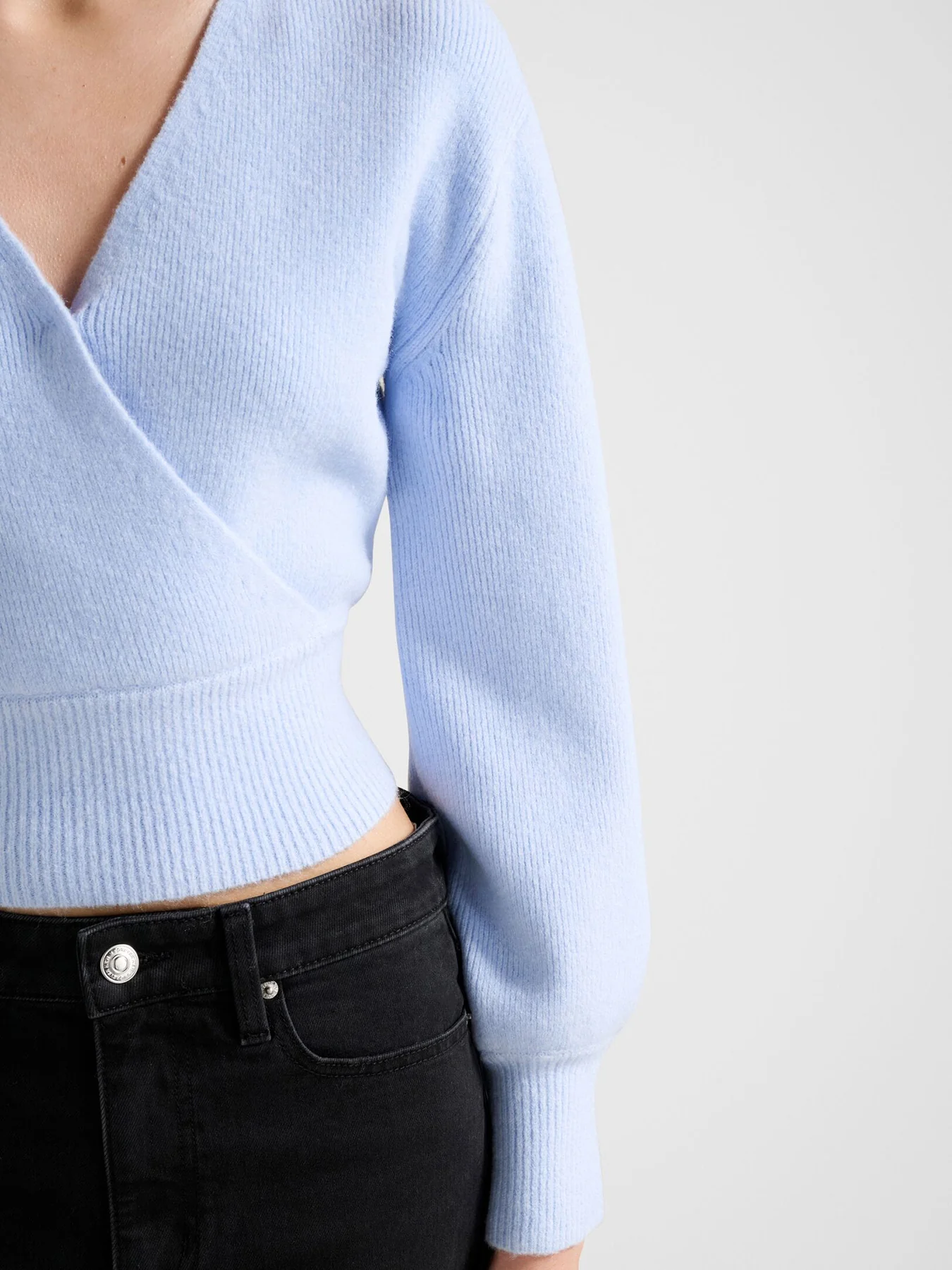 Sloane Wrap Knitted Sweater Blue - Image 5