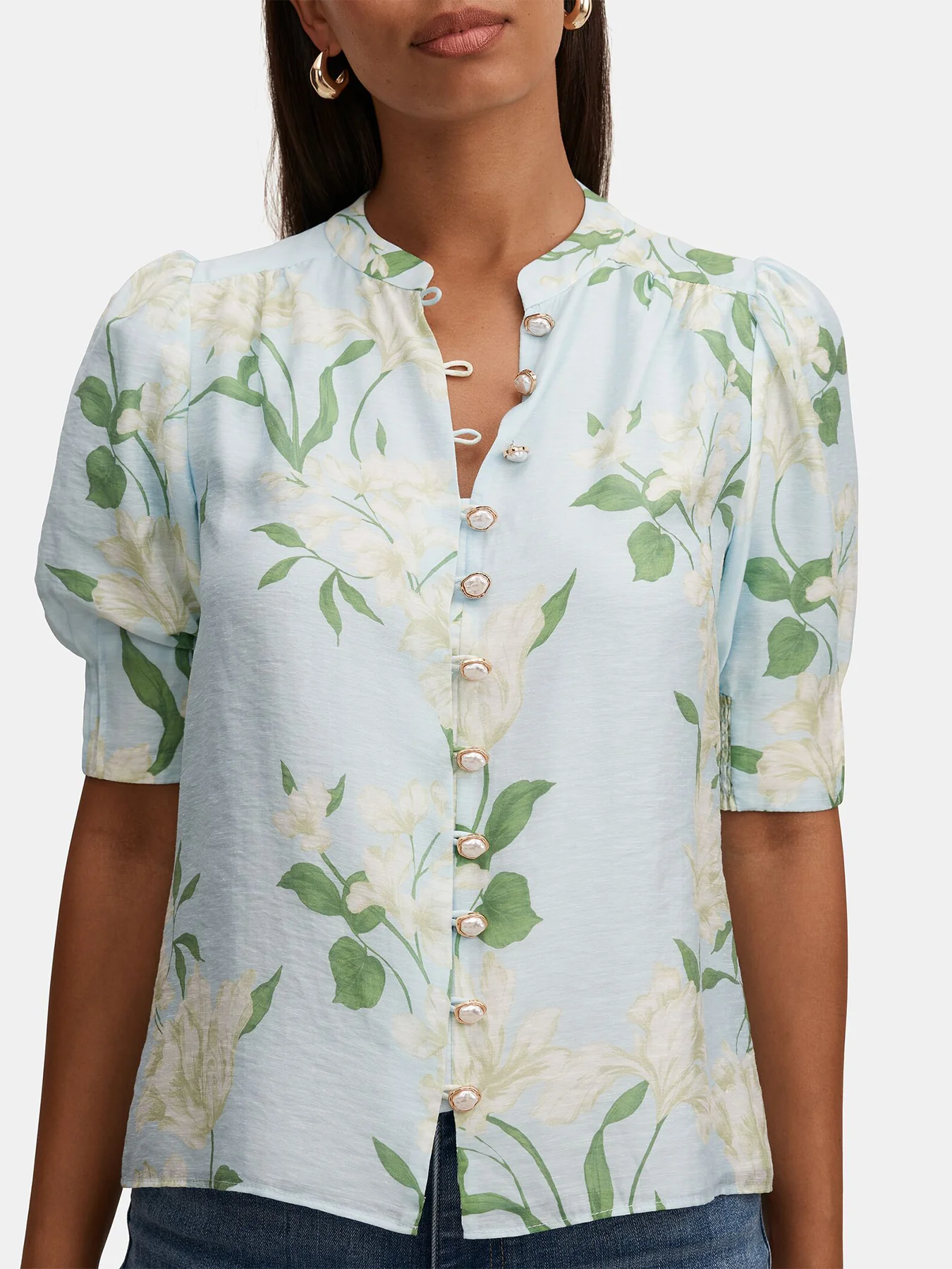 Tahlia Tuck Detail Blouse Blue - Image 3