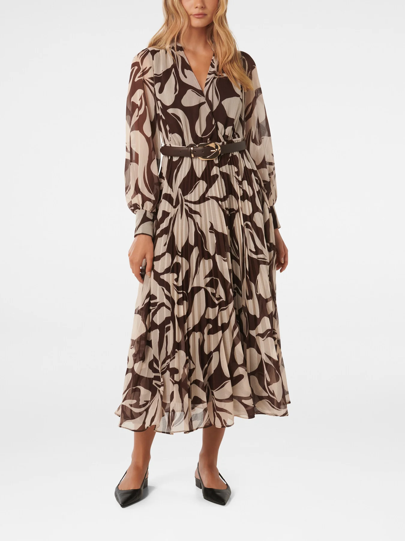 Saskia Pleated Wrap Midi Dress - Image 2