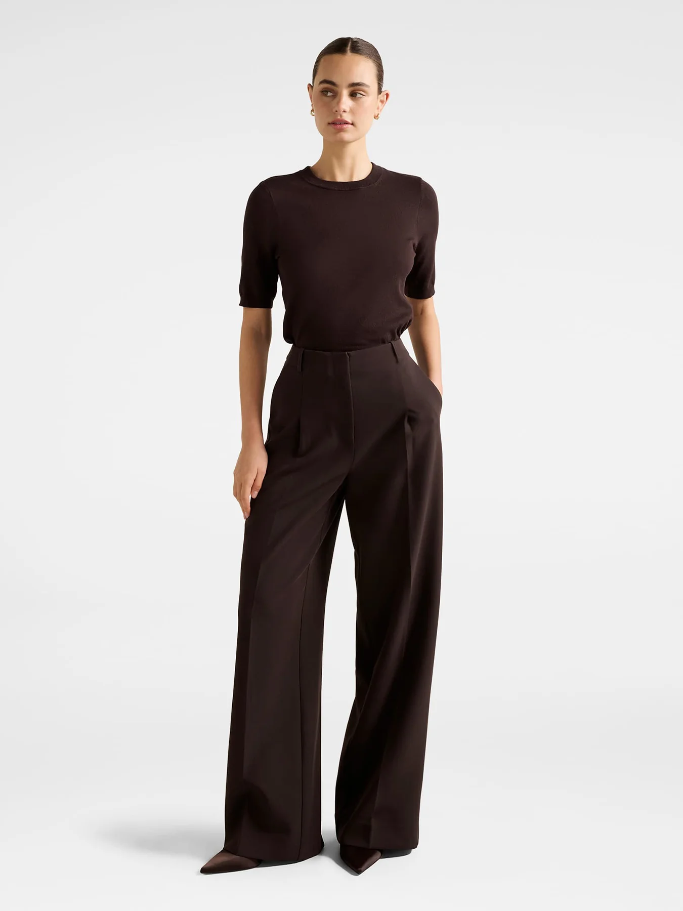 Briony Wide Leg Pants Brown - Image 2