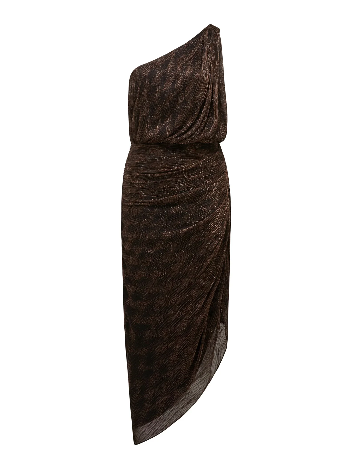 Cassidy One Shoulder Midi Dress Brown