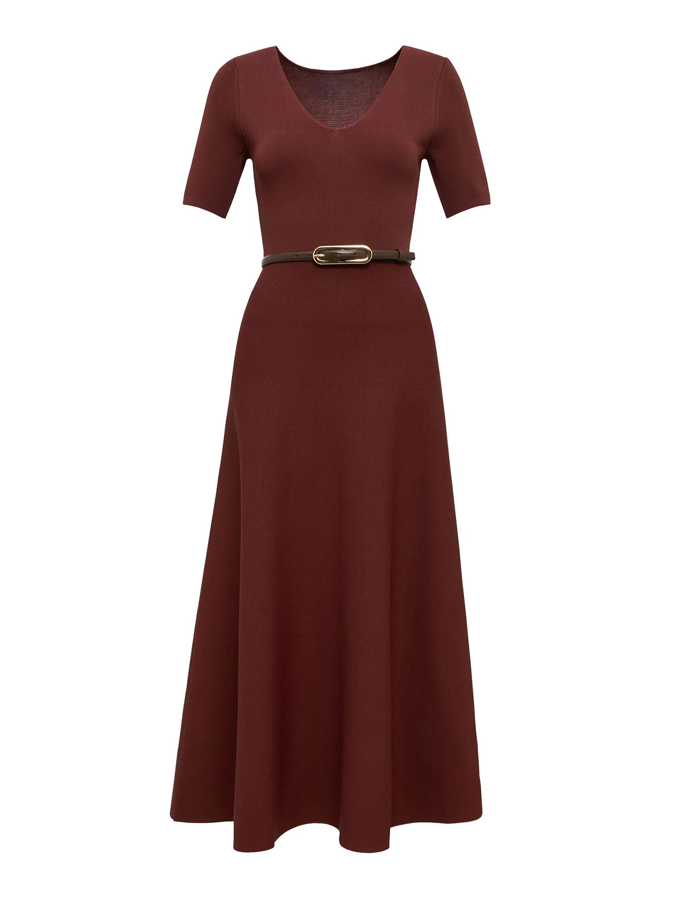 Celia Short Sleeve Midi Dress Chestnut Brown