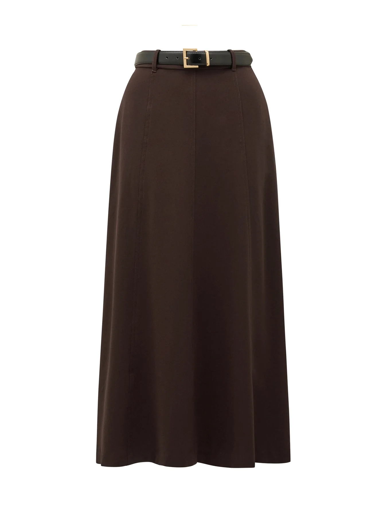 Celine Belted Midi Skirt Chocolate