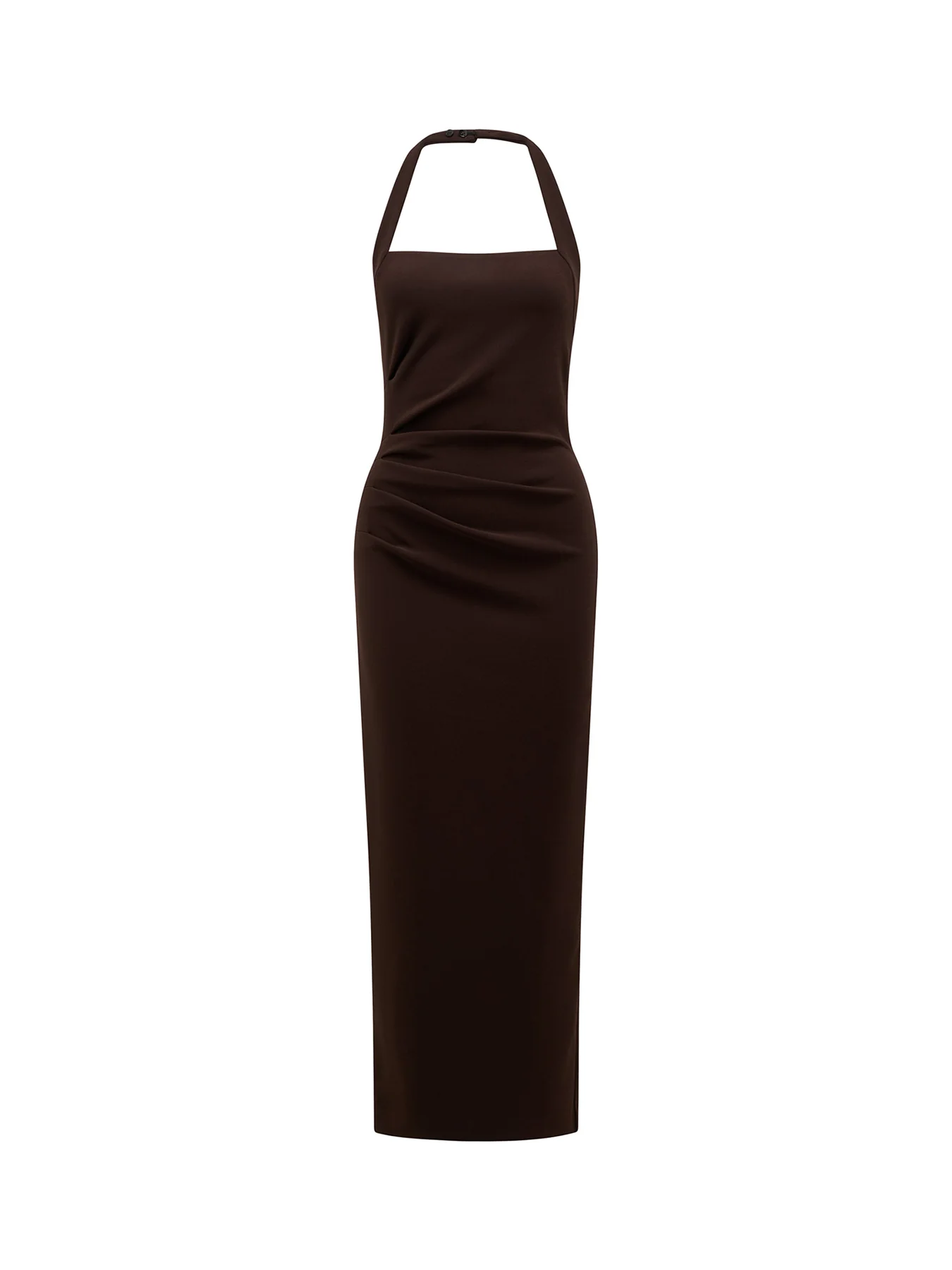 Georgie Halter Neck Ruched Bodycon Dress Brown