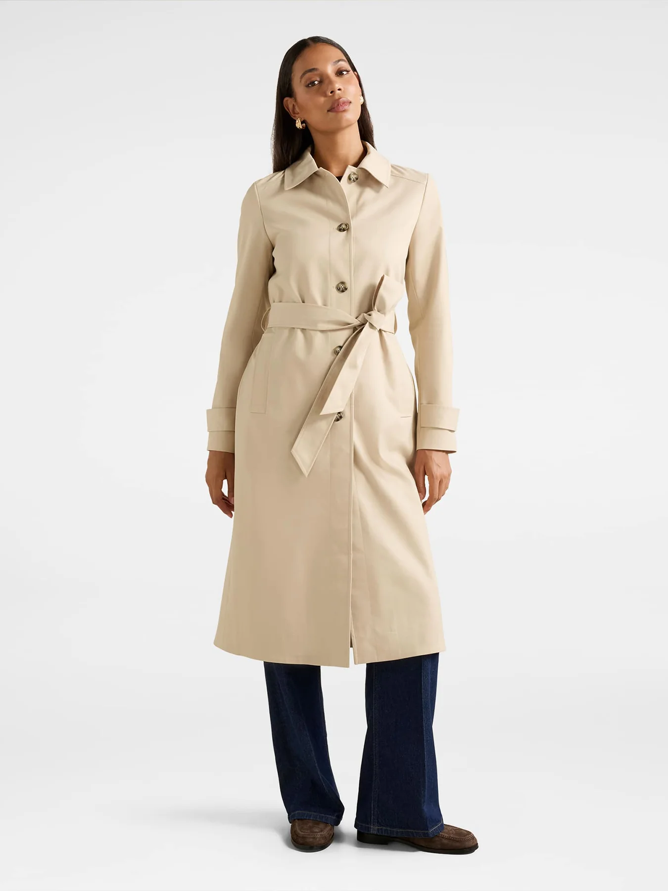 Helen Single Breasted Belted Trench Coat Brown - Image 2