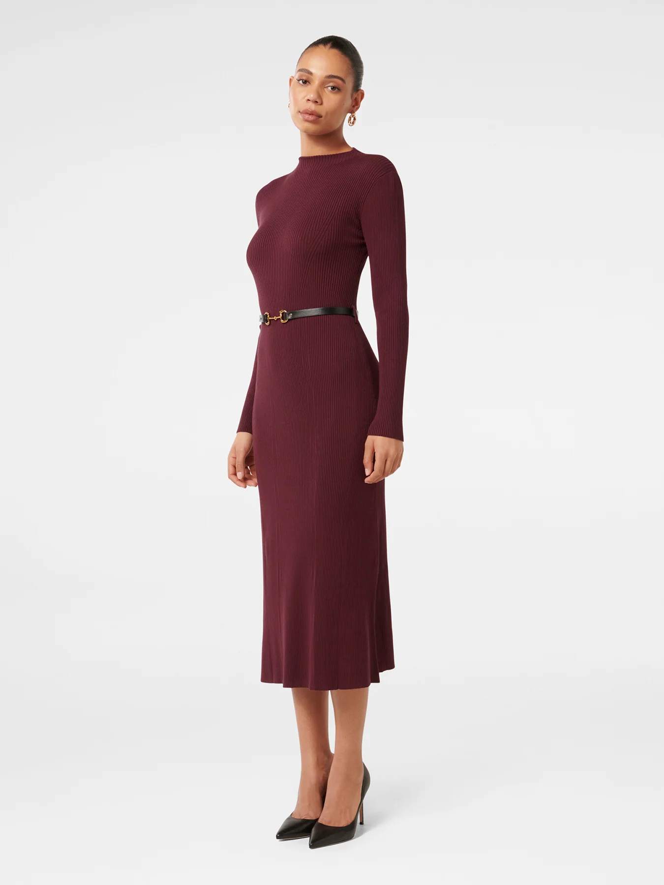 Leena Belted Midi Dress Brown - Image 5