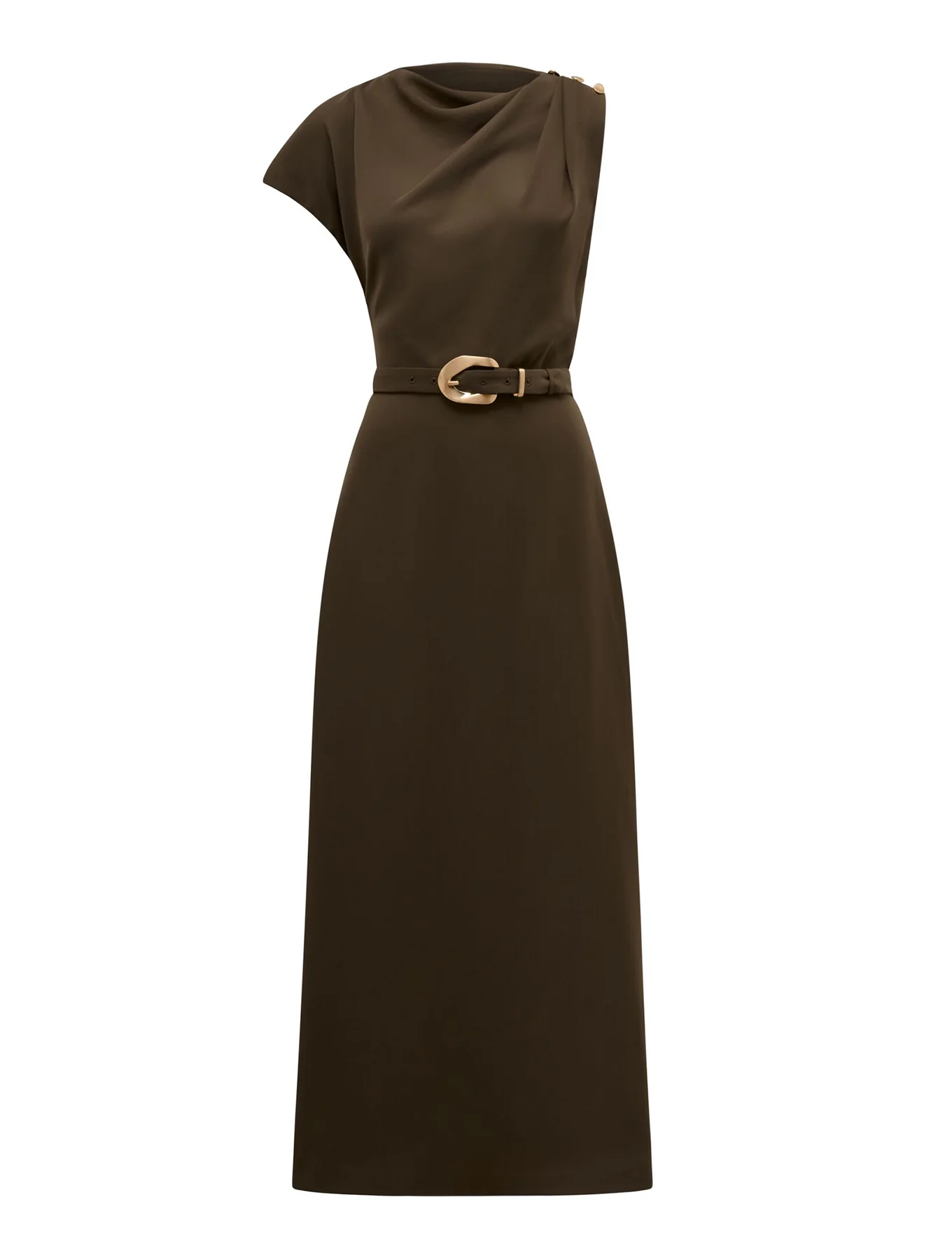 Kylee Draped Midi Dress Brown