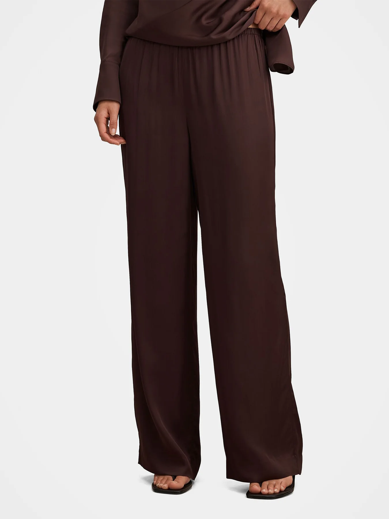 Maude Satin Wide Leg Pants Brown - Image 4