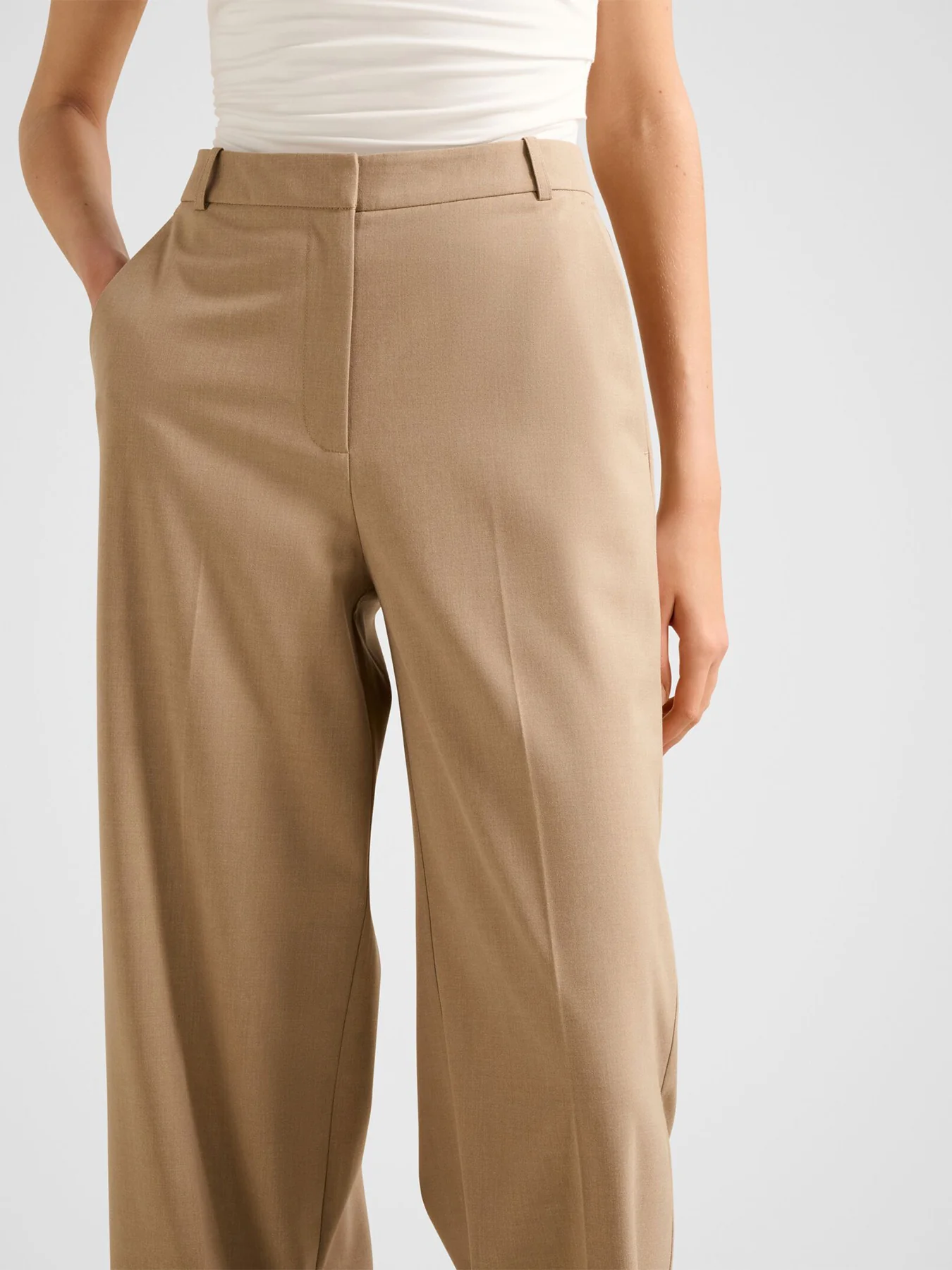 Sophia Wide Leg Trousers Beige - Image 5
