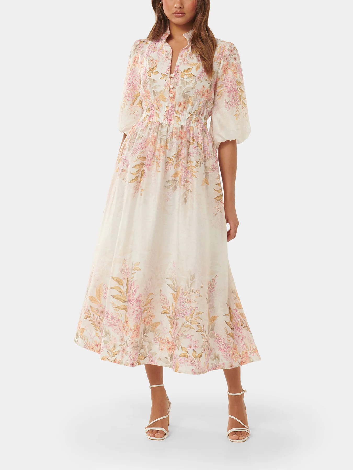 Ivy Printed Puff Sleeves Midi Dress - Image 2