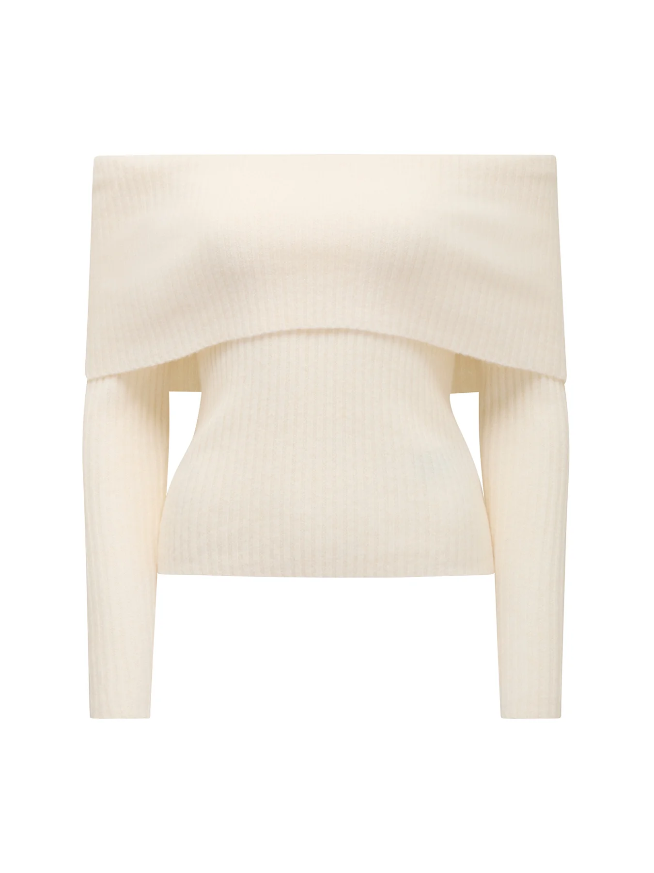 Ashley Ribbed Bardot Top Beige
