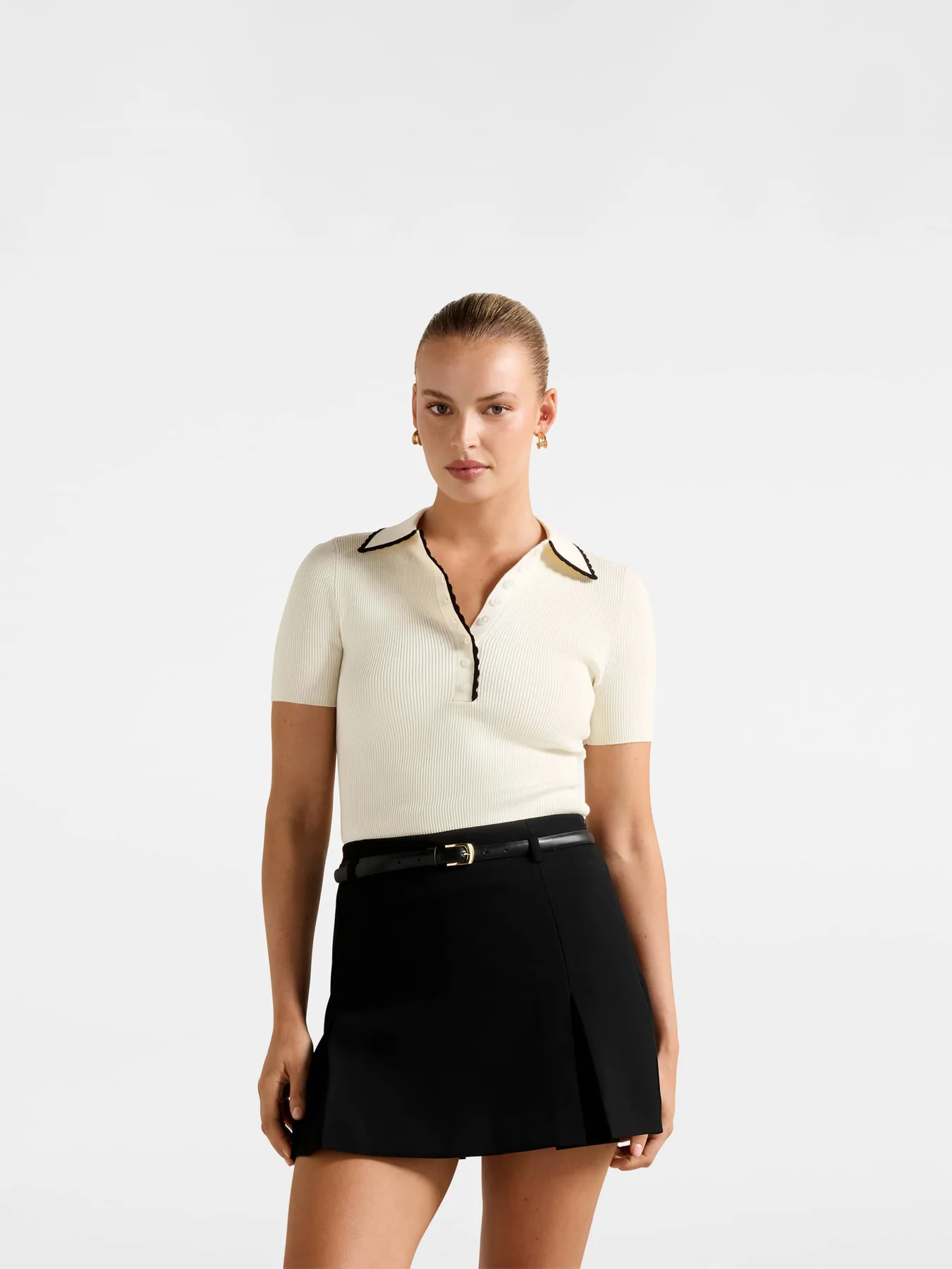 Reagan Contrast Trim Polo Neck Top - Image 4