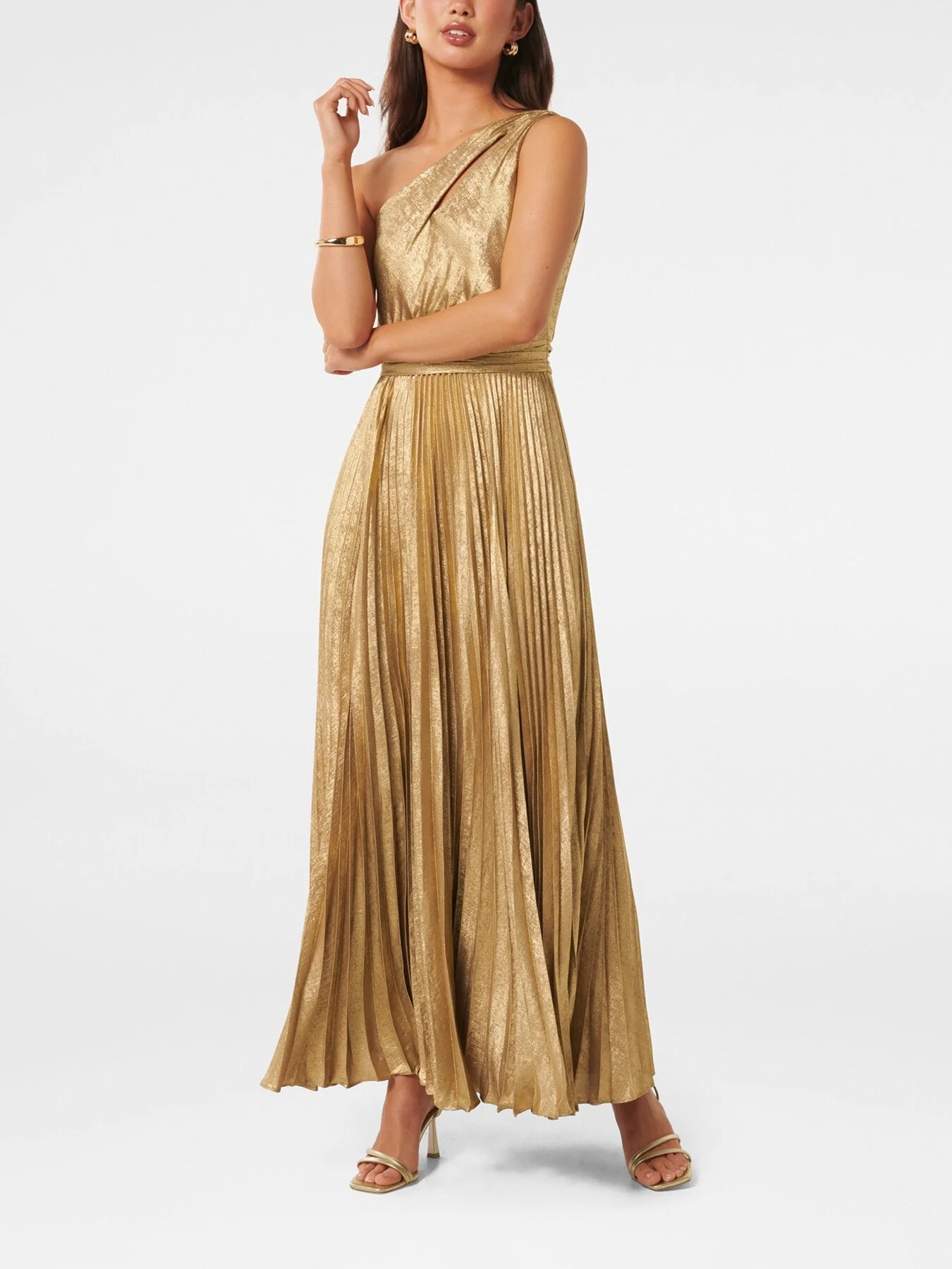 Jayla Metallic One Shoulder Maxi Dress - Image 2