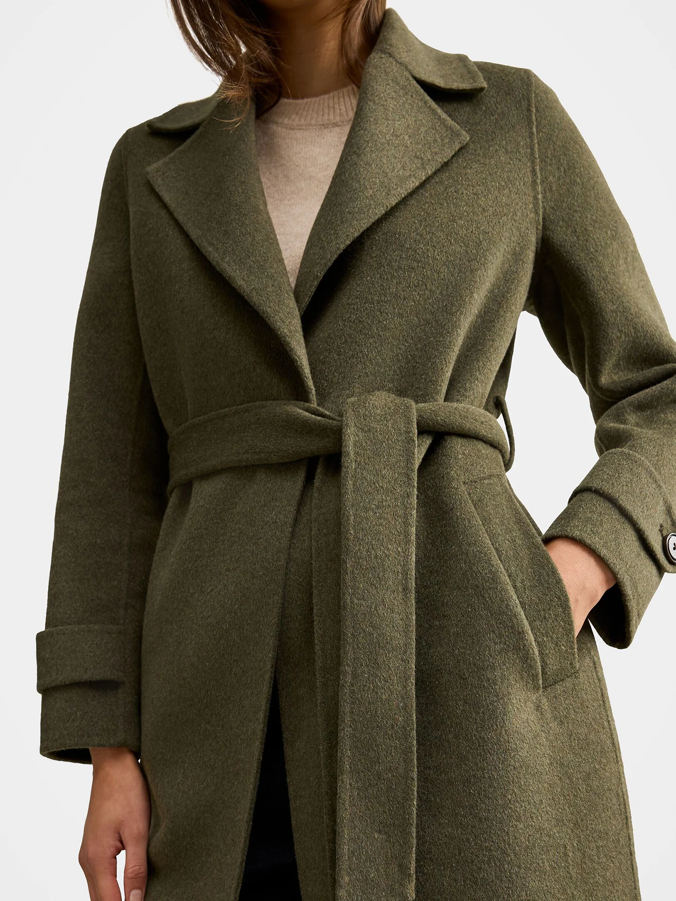 Natalie Felled Seam Coat Oak Green - Image 5