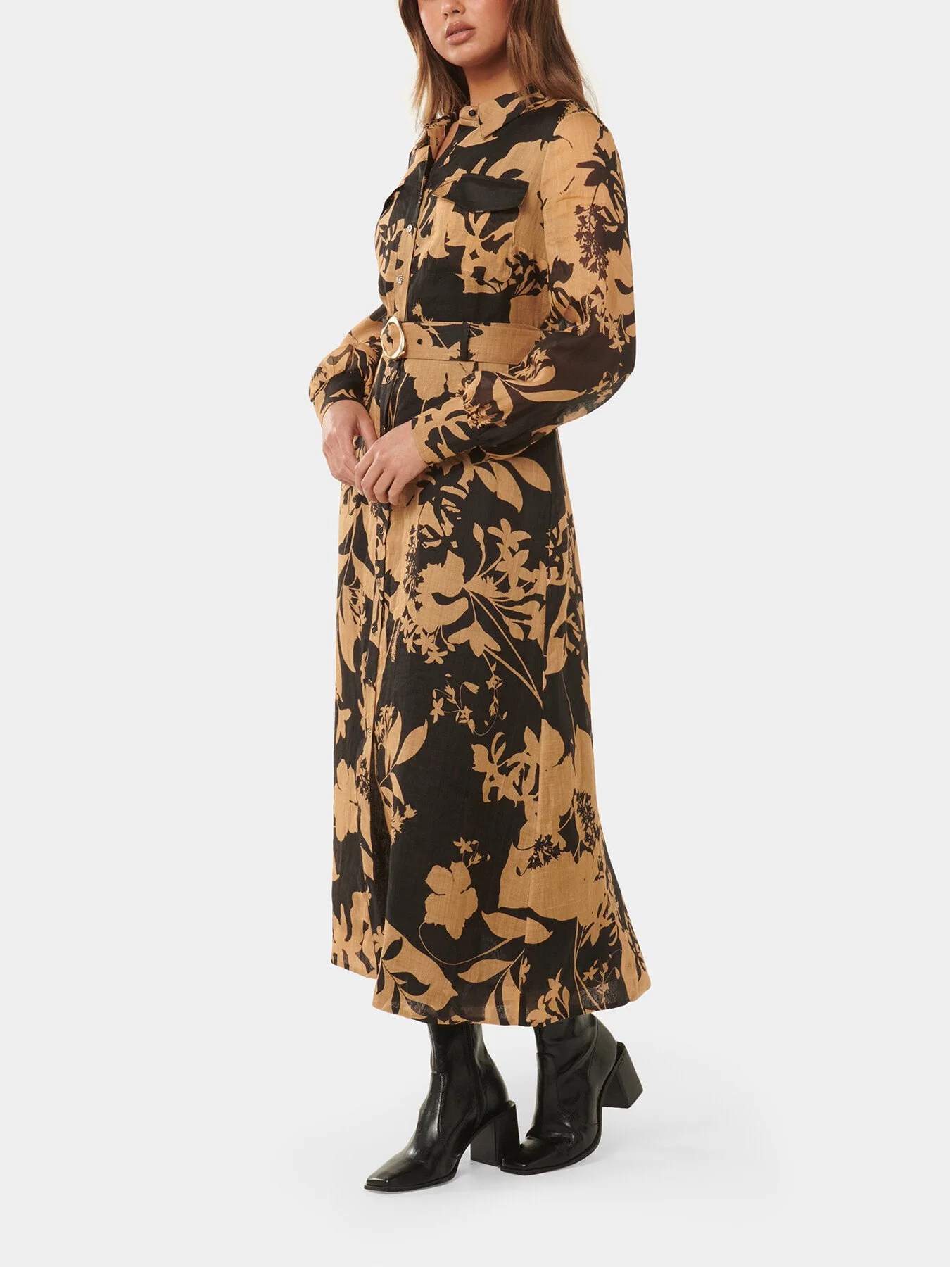 Janie Printed Shirt Midi Dress - Image 4