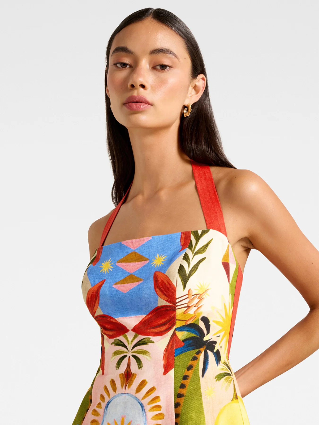 Keely Halter Neck Linen Mini Dress - Image 5