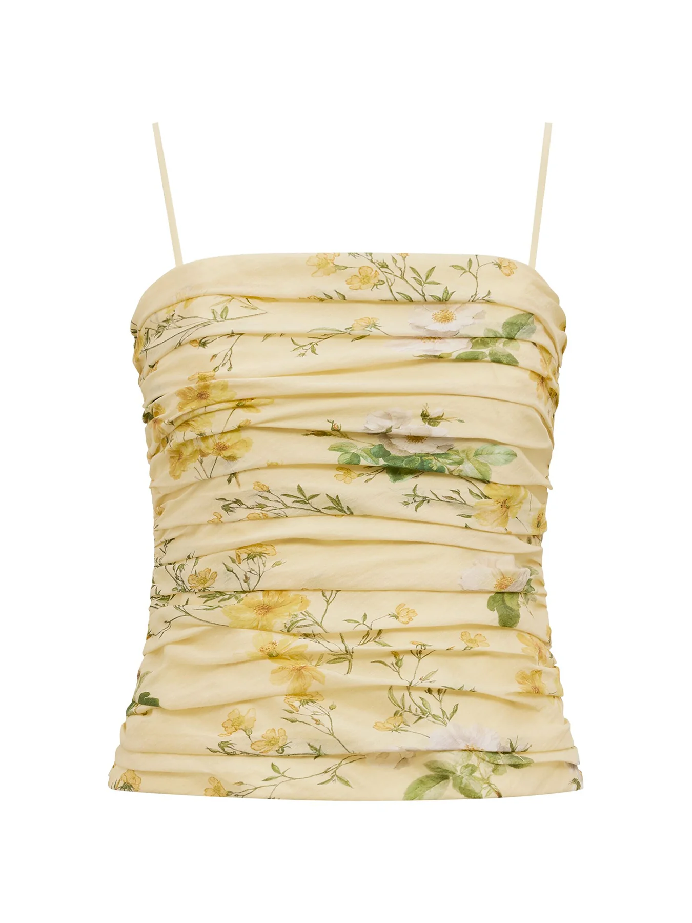 Palmer Strapless Gathered Top Printed Yellow