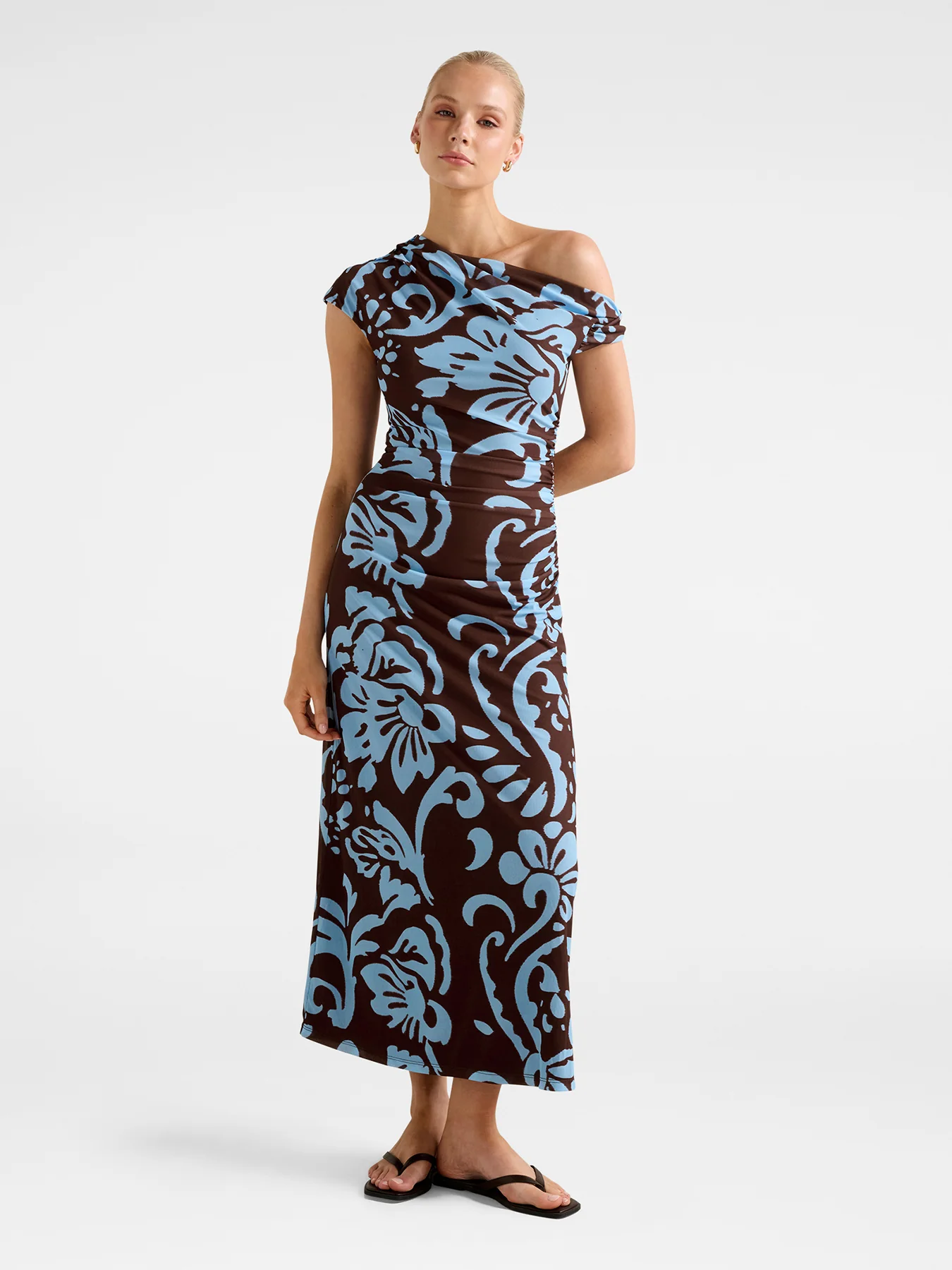 Paris Draped Mesh Midi Dress Multi - Image 2