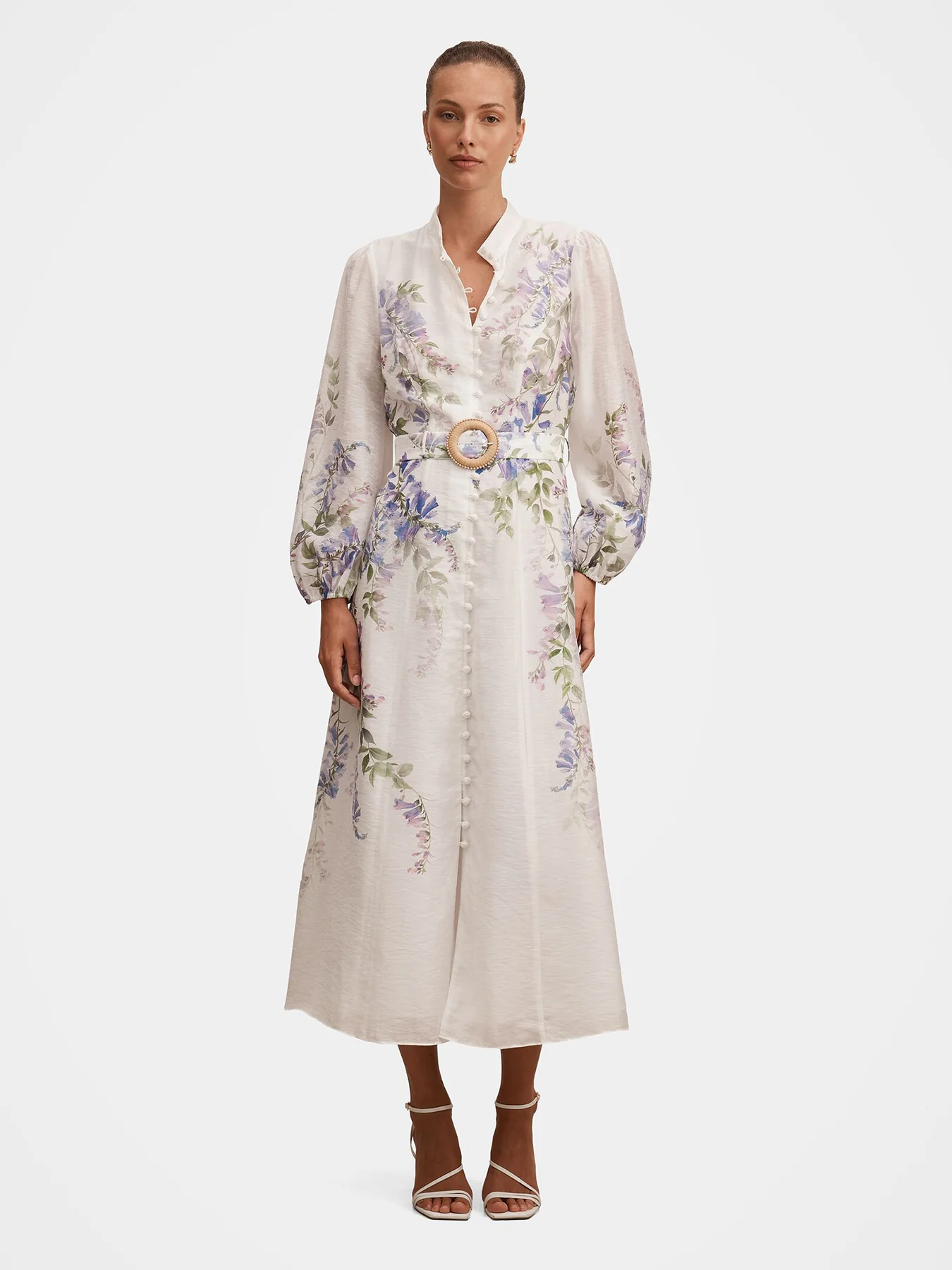 Sheridan Printed Midi Shirt Dress White - Image 2