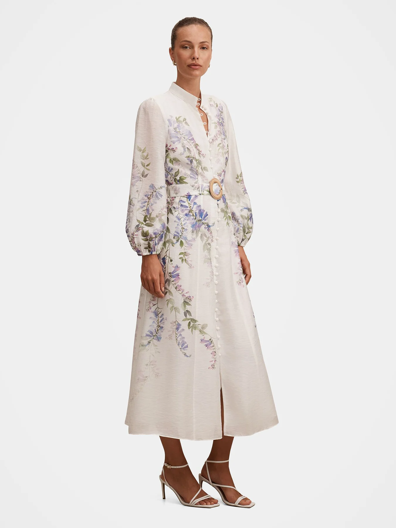 Sheridan Printed Midi Shirt Dress White - Image 5