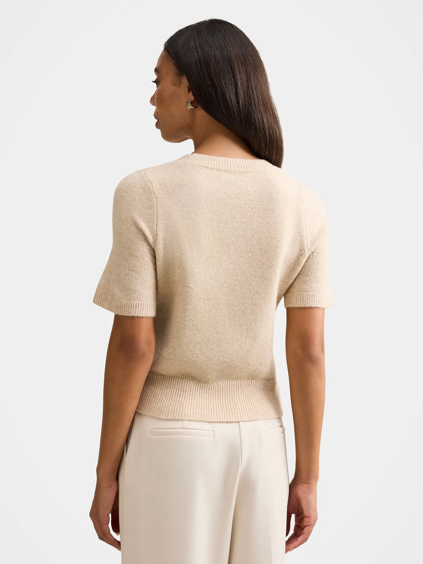 Estelle Short Sleeve Knitted T-shirt Oatmilk - Image 4