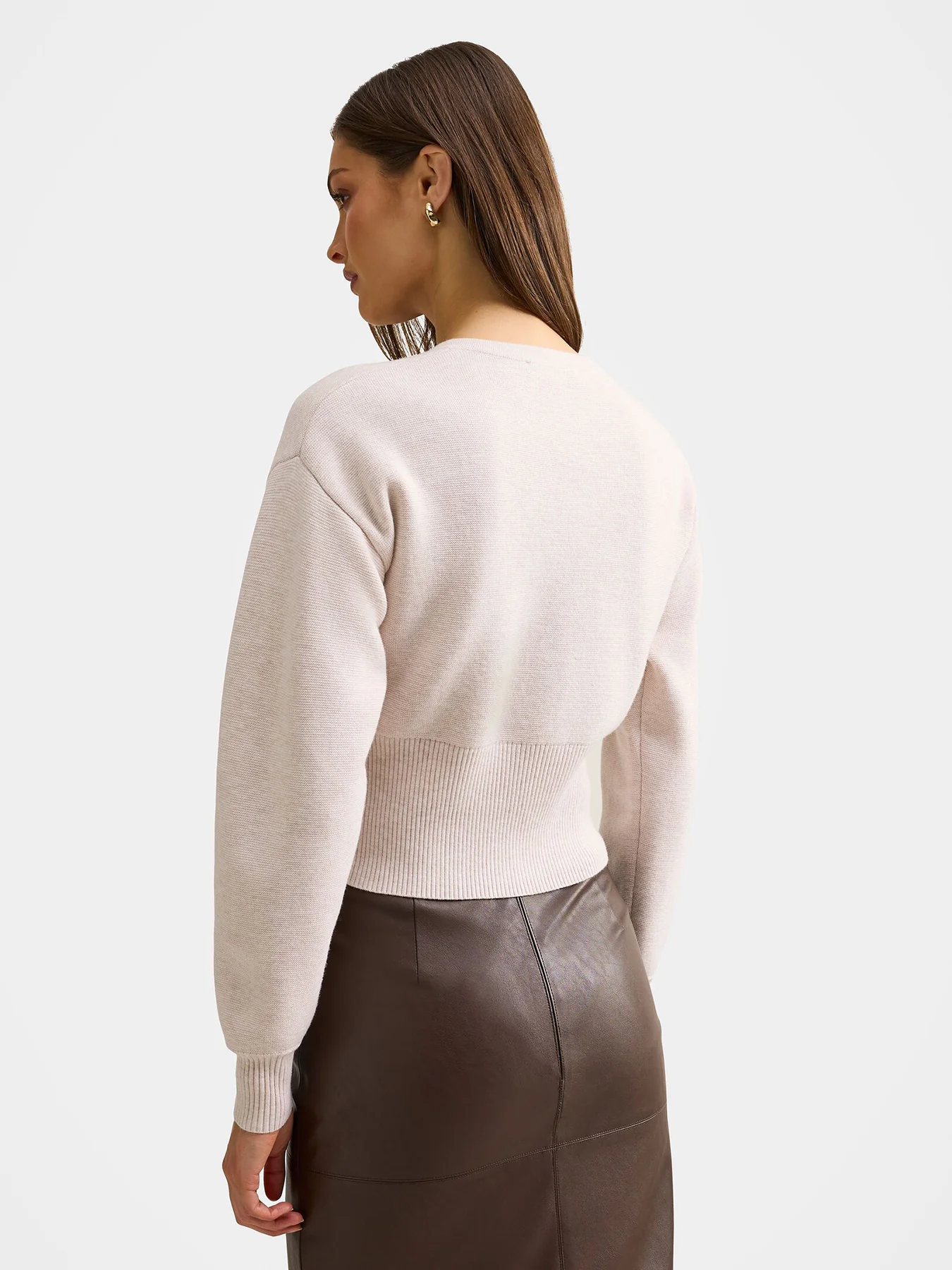 Lara Sculpted Cardigan Marled Oat - Image 3