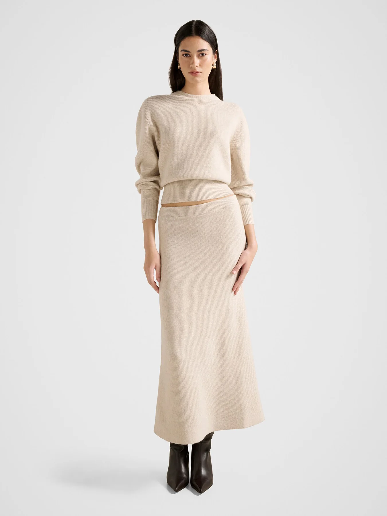 Cora Knitted Midi Skirt Nude - Image 2