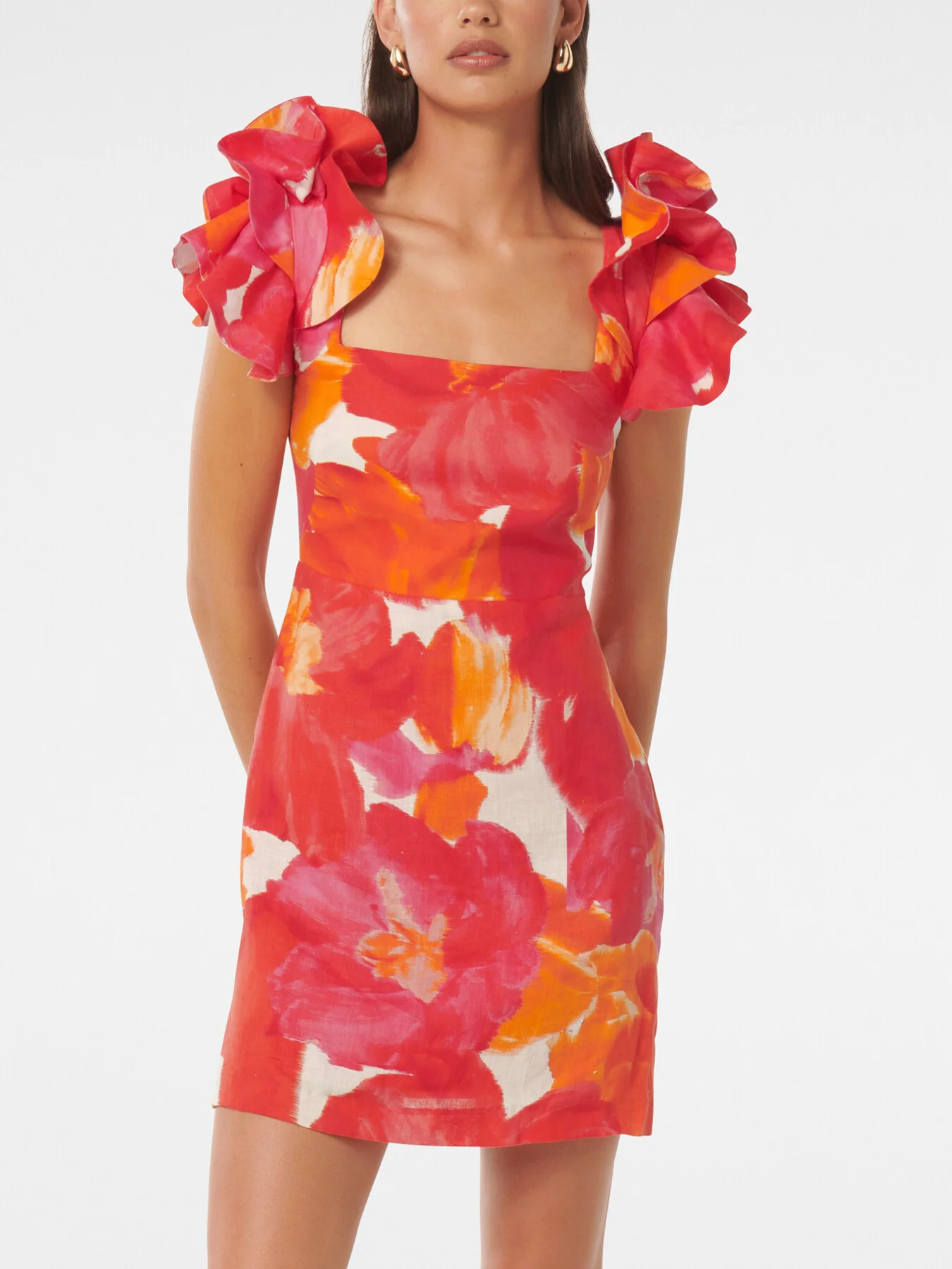 Mackenzie Ruffle Sleeves Mini Dress - Image 4