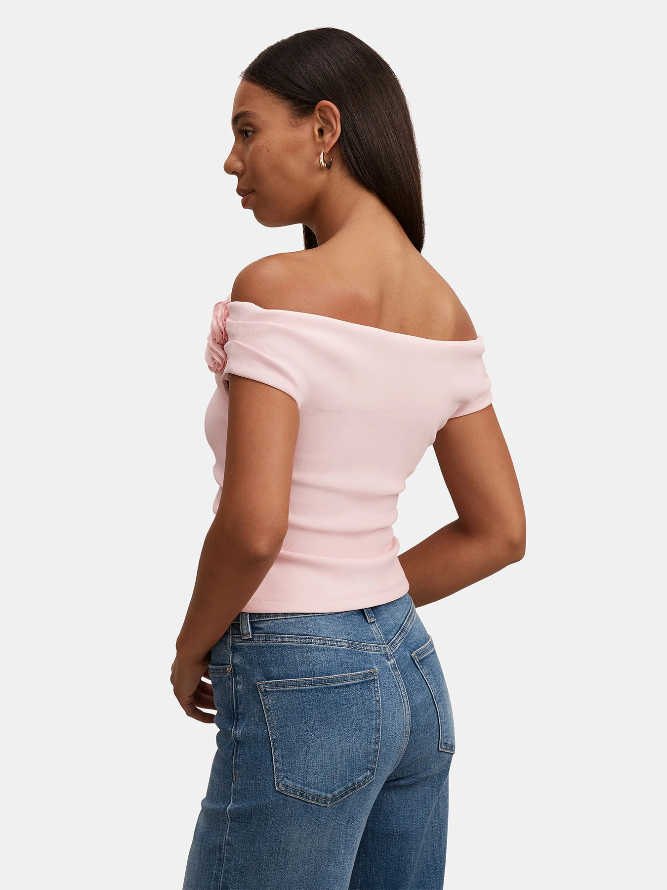 Cara Rosette Bardot Top Pink - Image 5