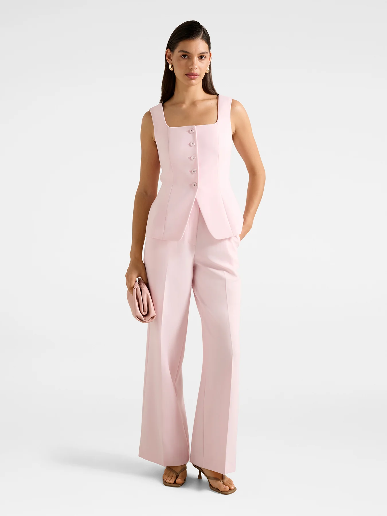 Haisley Square Neck Waistcoat Pink - Image 2