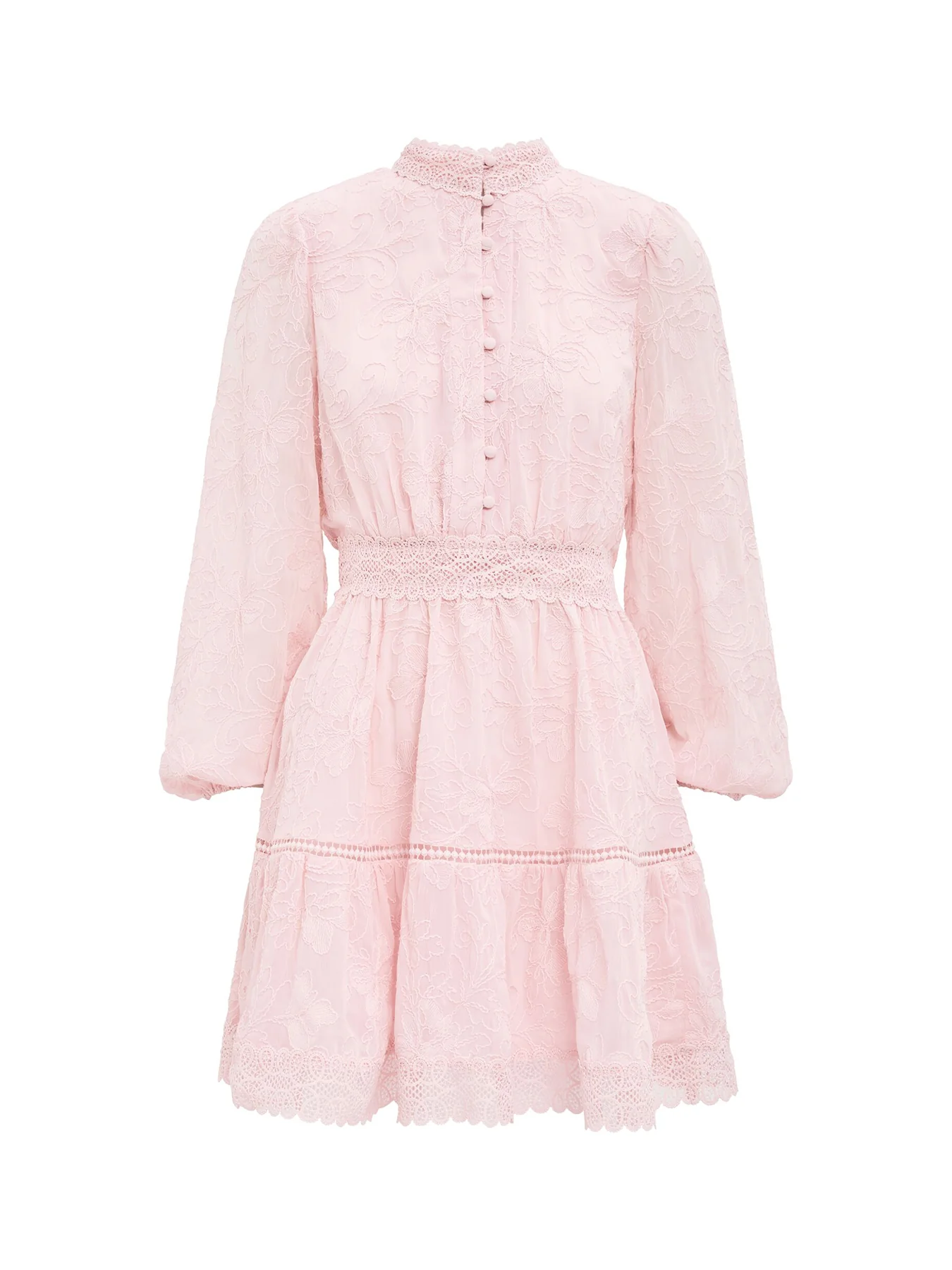 Thalia Embroidered Skater Mini Dress Pink