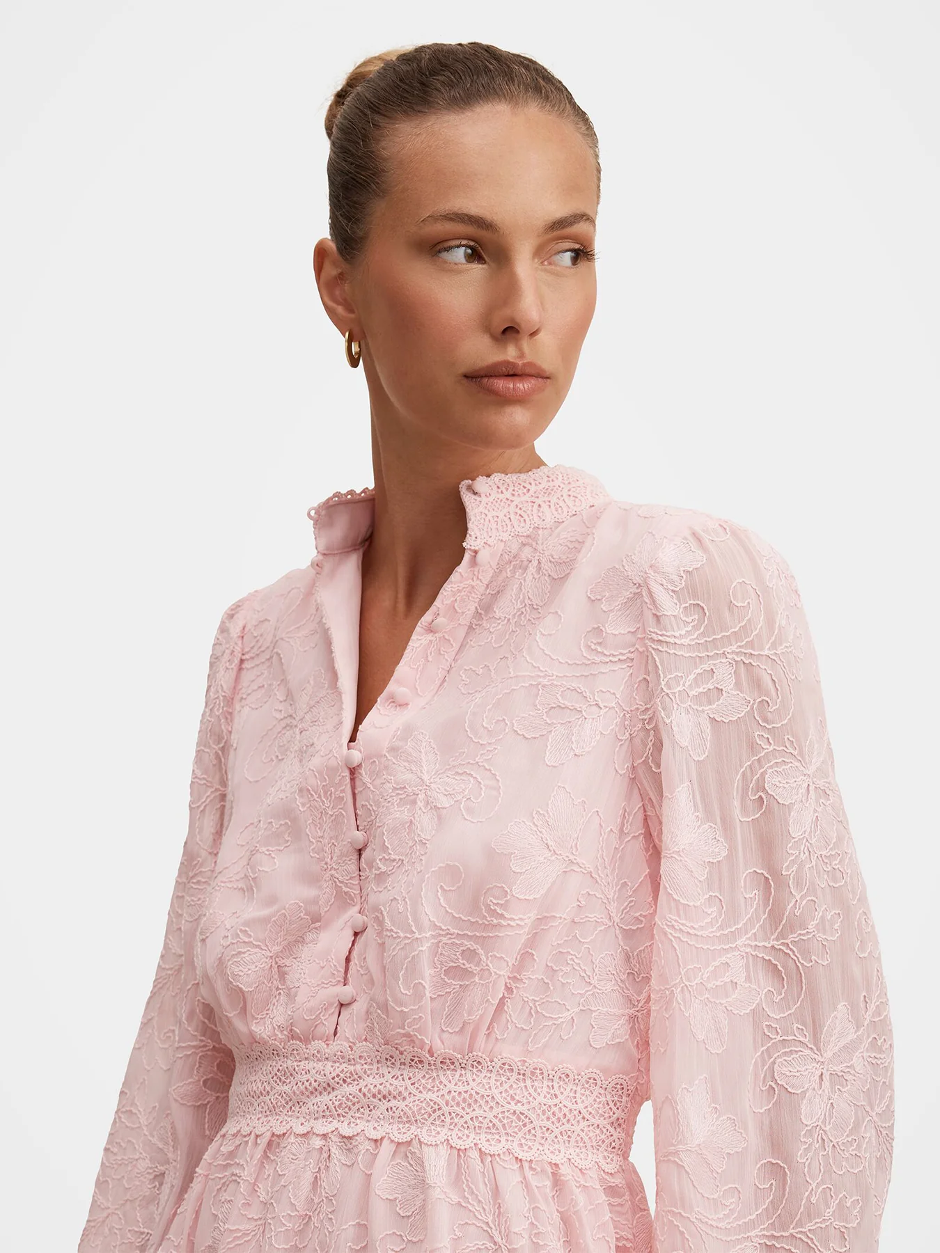 Thalia Embroidered Skater Mini Dress Pink - Image 5