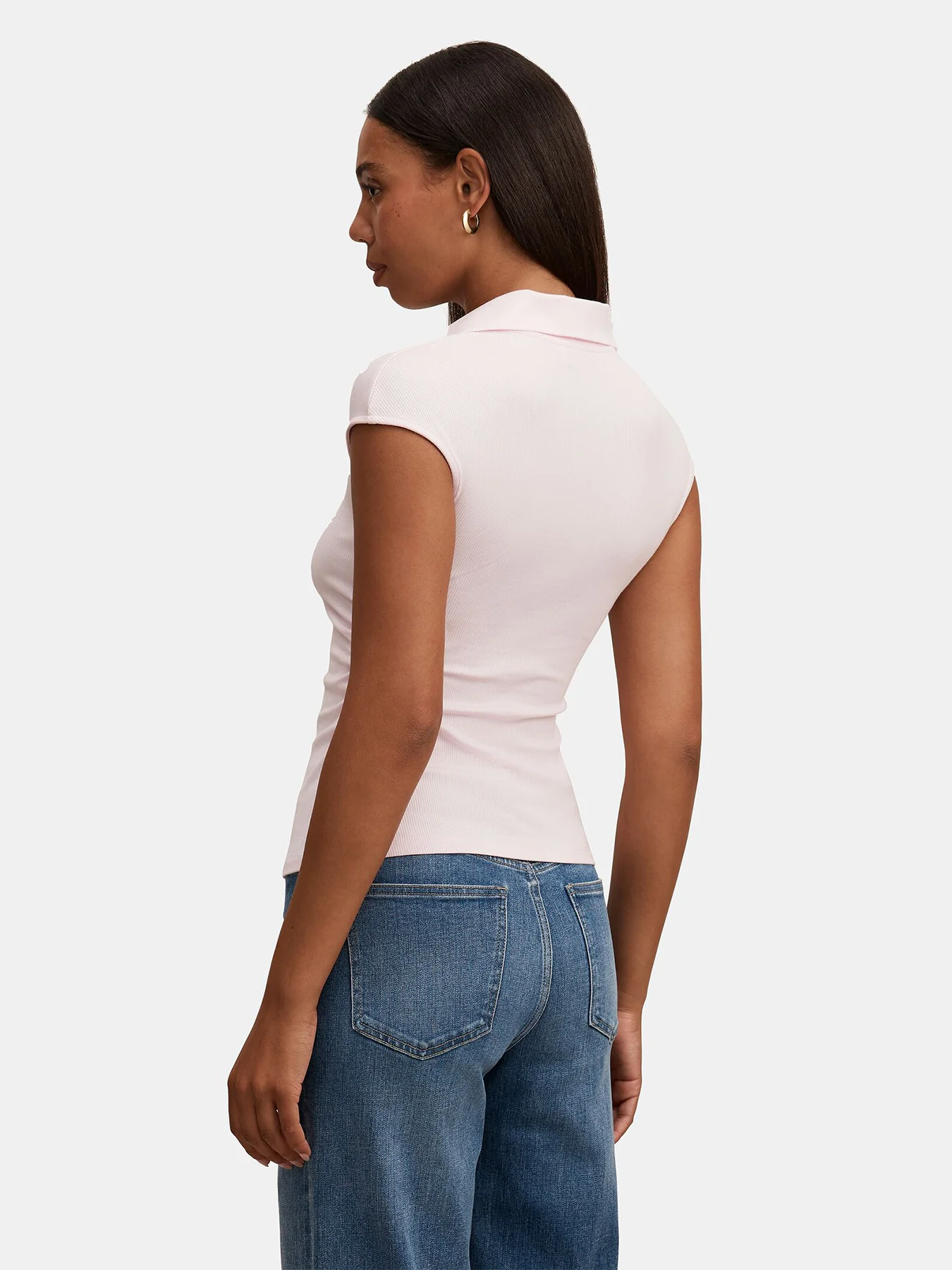 Winnie Extended Shoulder Polo Top Pink - Image 3