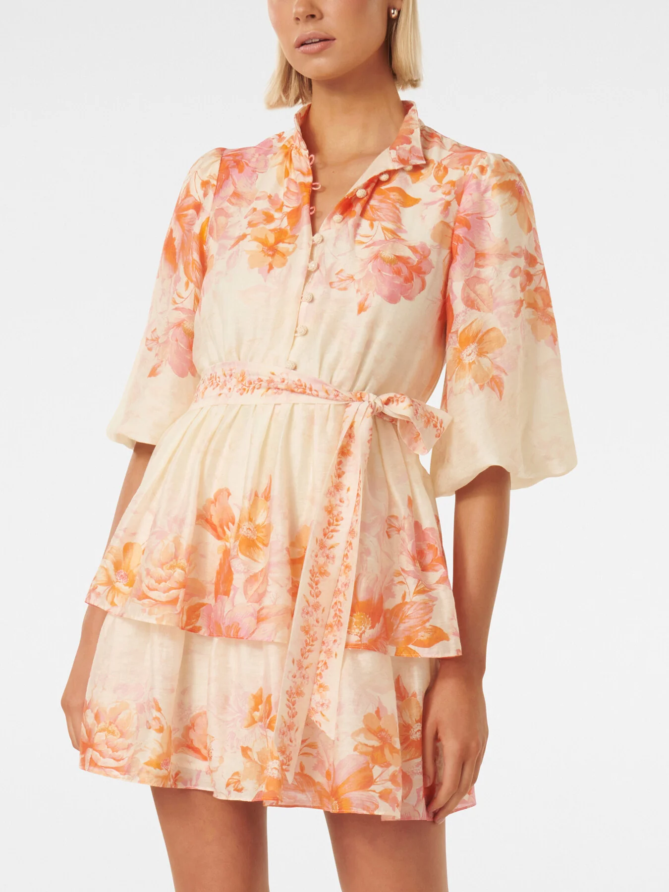 Isla Printed Tiered Mini Dress - Image 6
