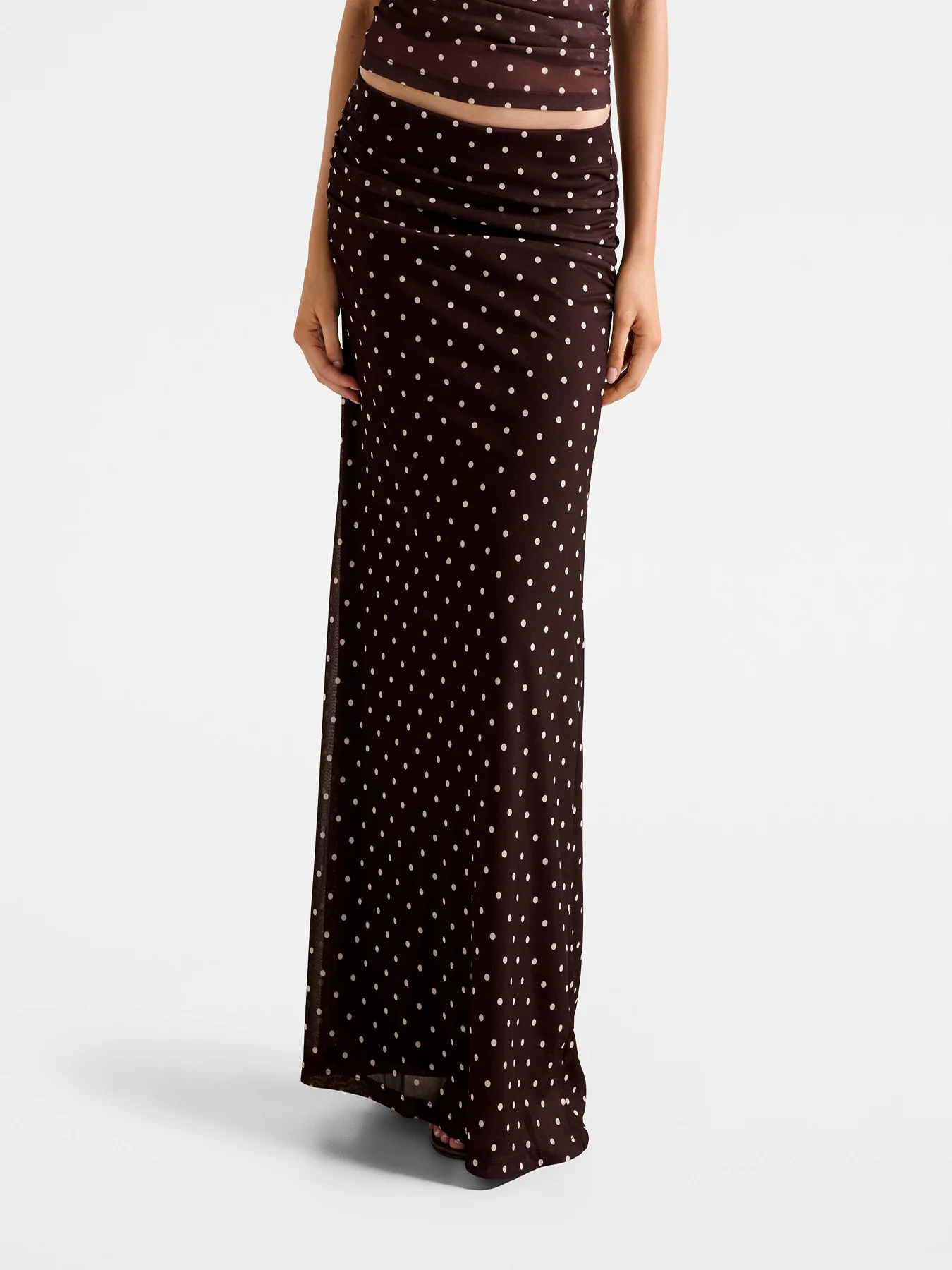 Mimi Flute Maxi Skirt Choc Kinsey Spot - Image 4
