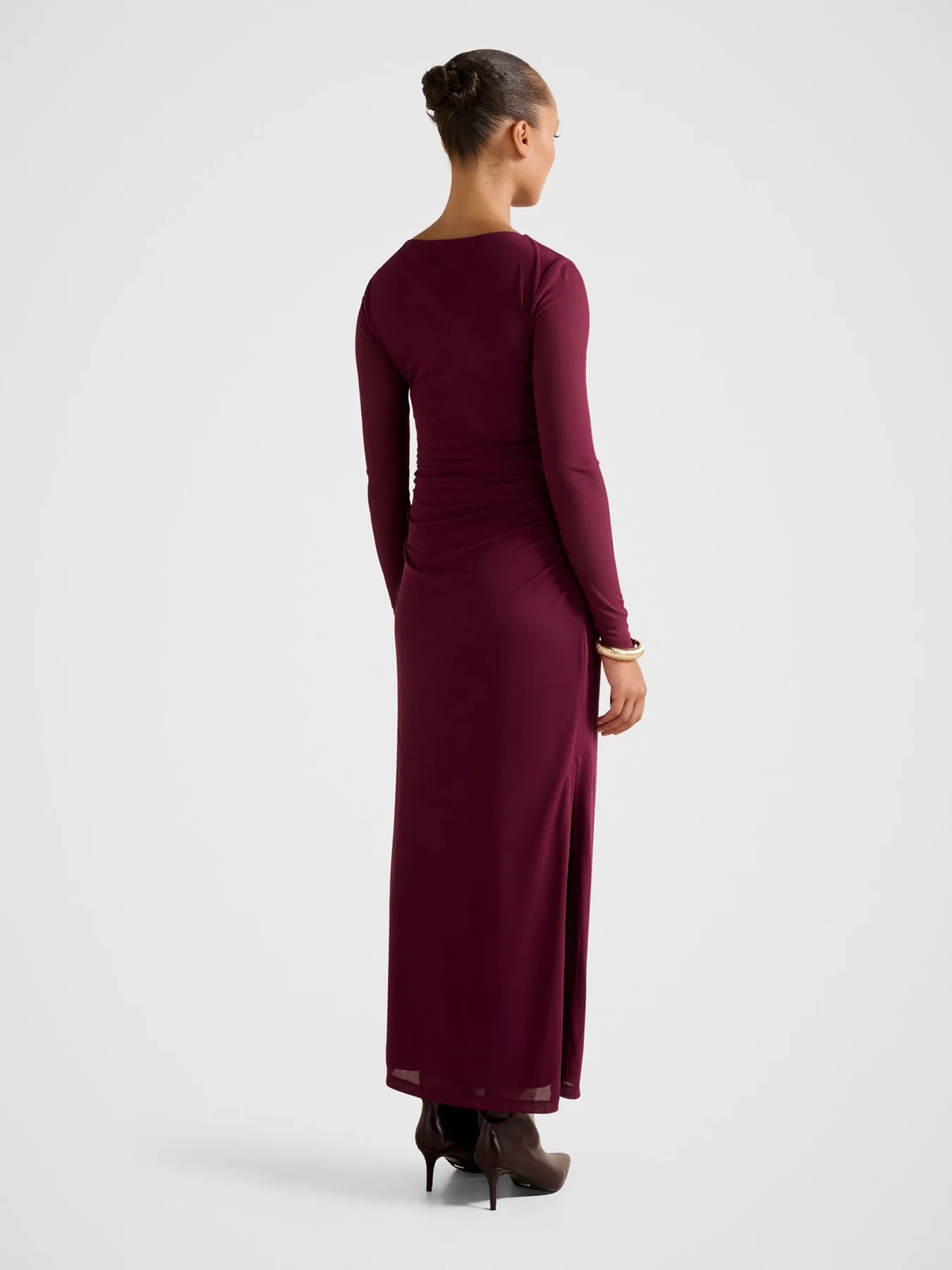 Brittany Gathered Mesh Midi Dress Purple - Image 3