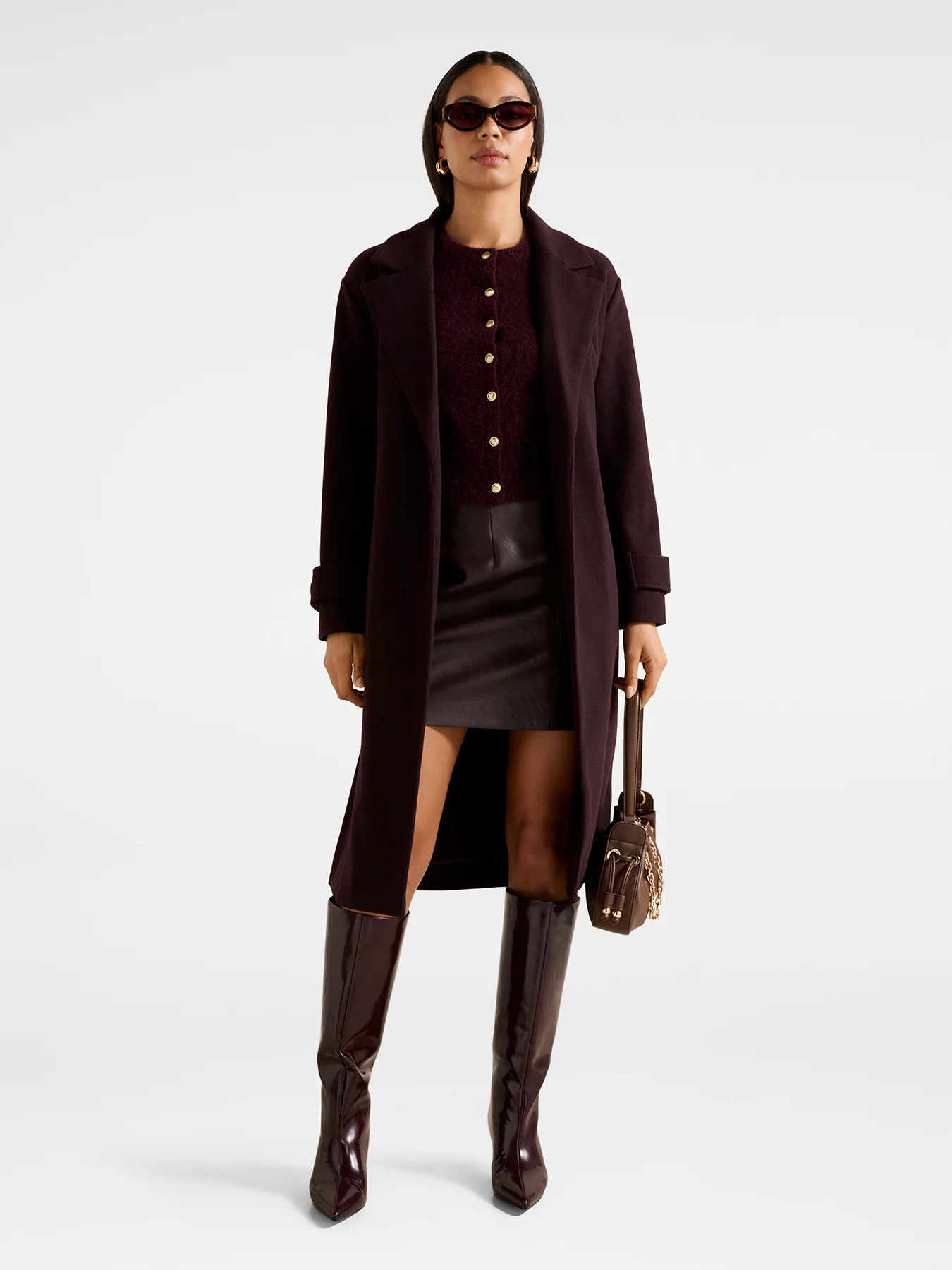 Heidi Double Breasted Wrap Coat Purple - Image 2