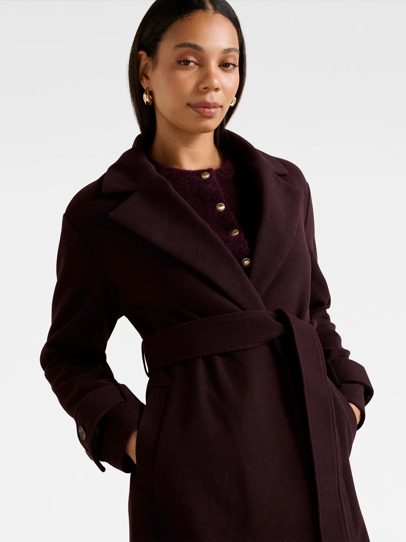 Heidi Double Breasted Wrap Coat Purple - Image 5