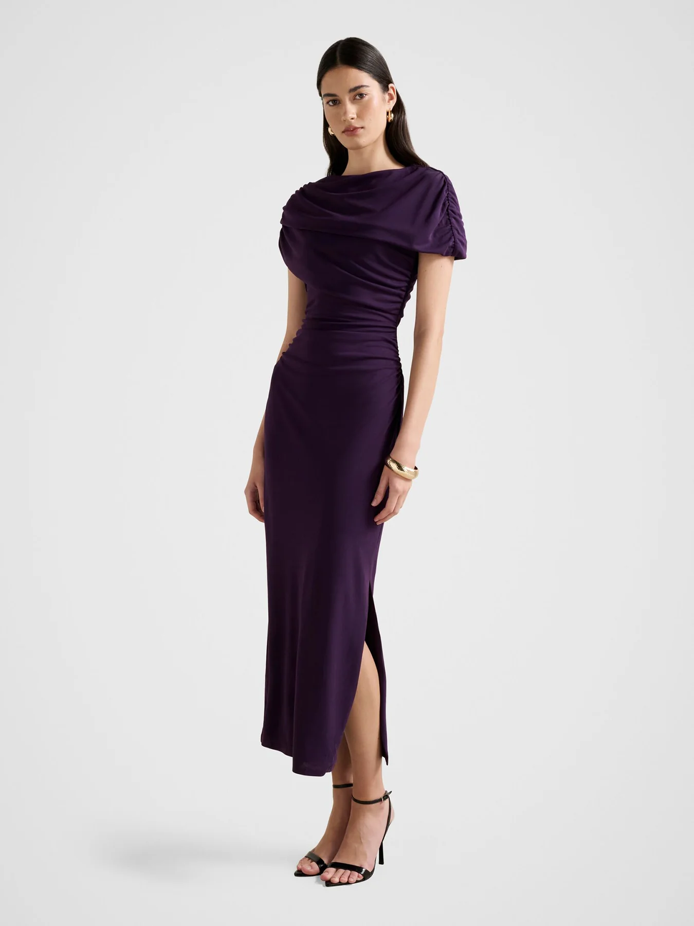 Kori Draped Midi Dress Purple - Image 5