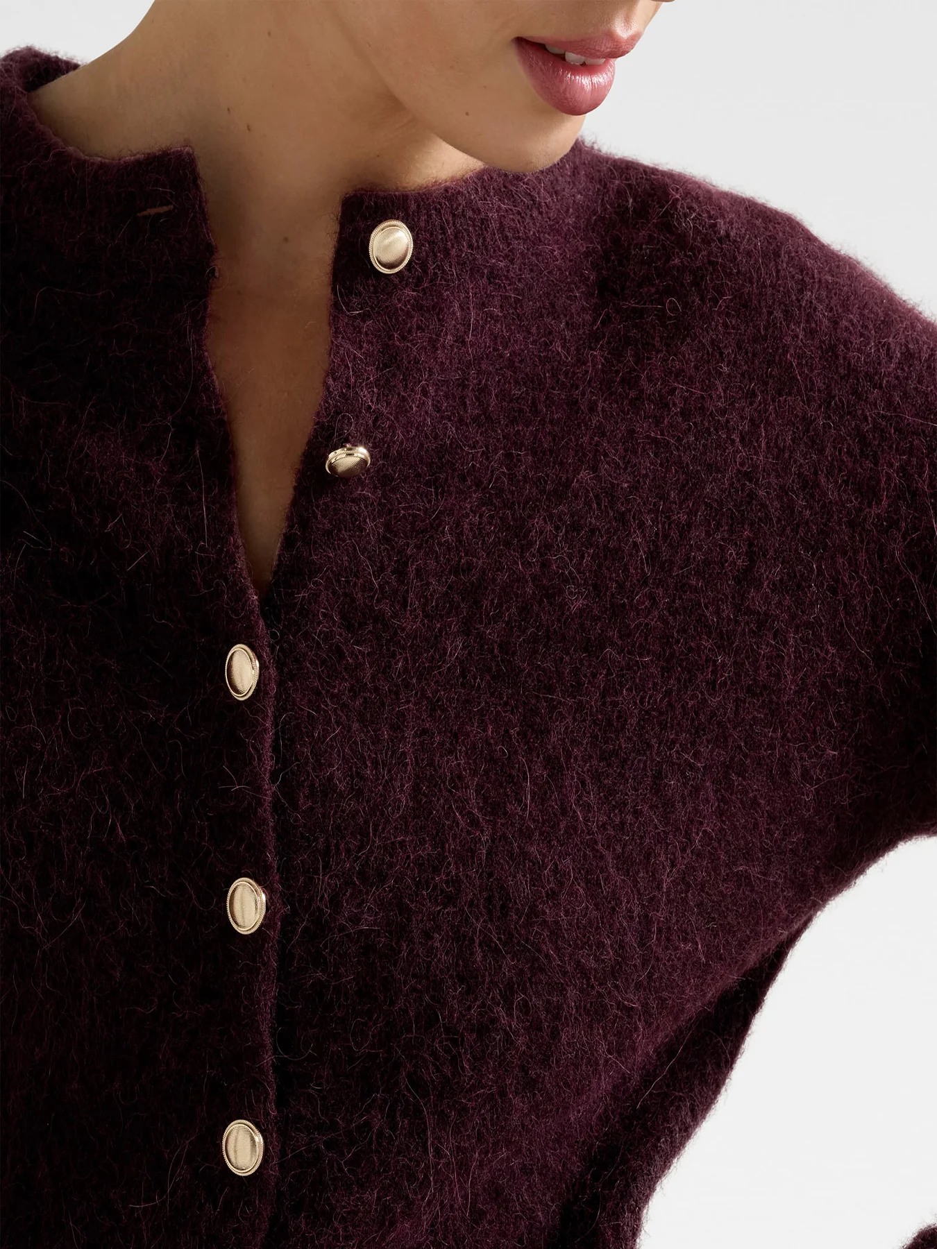 Tilly Crew Neck Cardigan Purple - Image 5